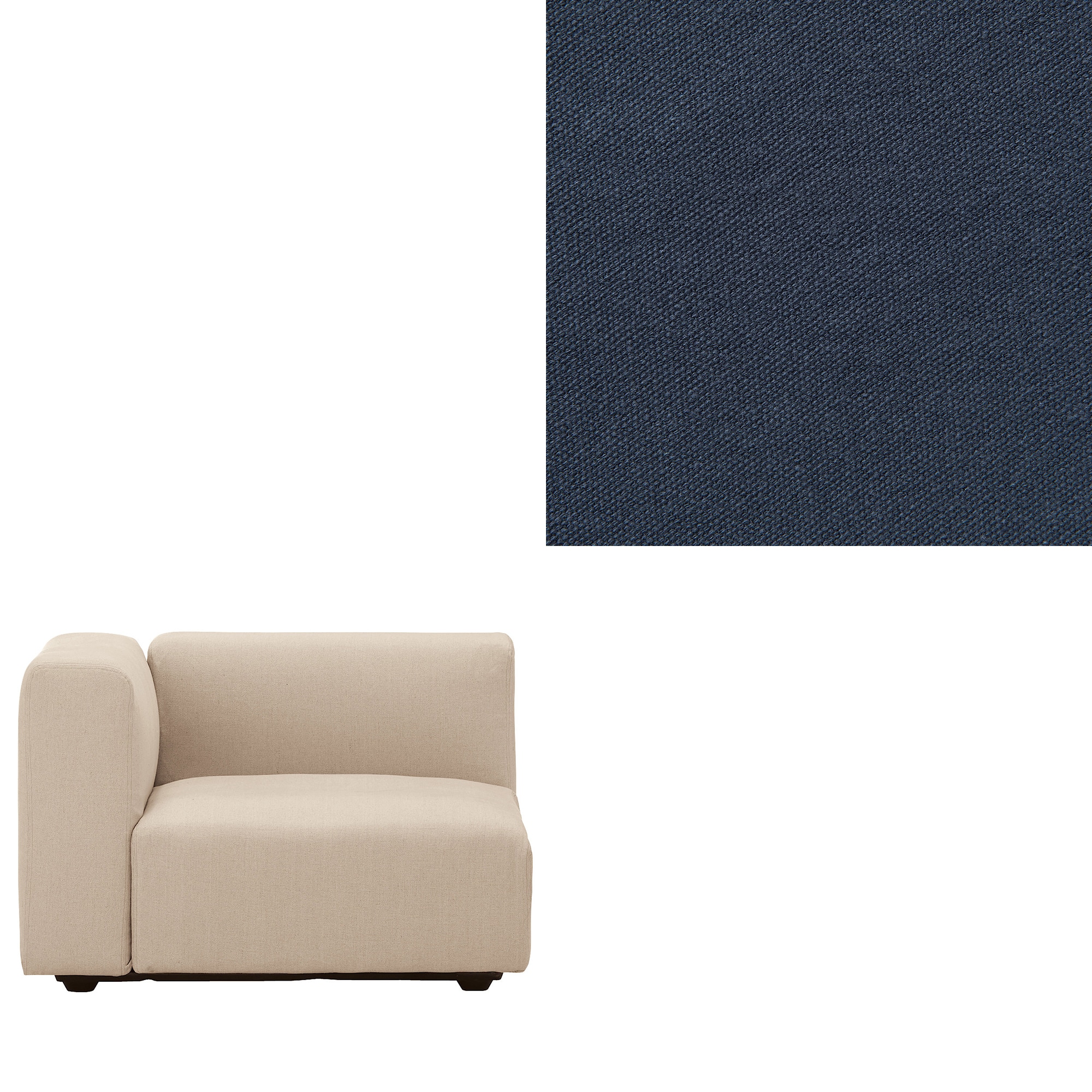 【カバー】洗いざらしの綿帆布ユニットソファアーム付・大・幅９８ｃｍ用カバー／生成