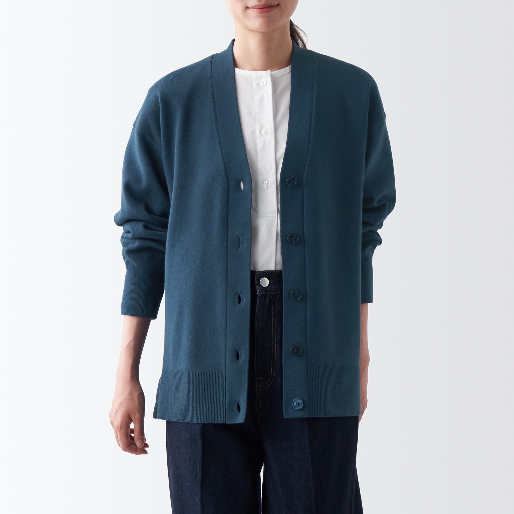 洗えるミラノリブ編みＶネックワイドカーディガン