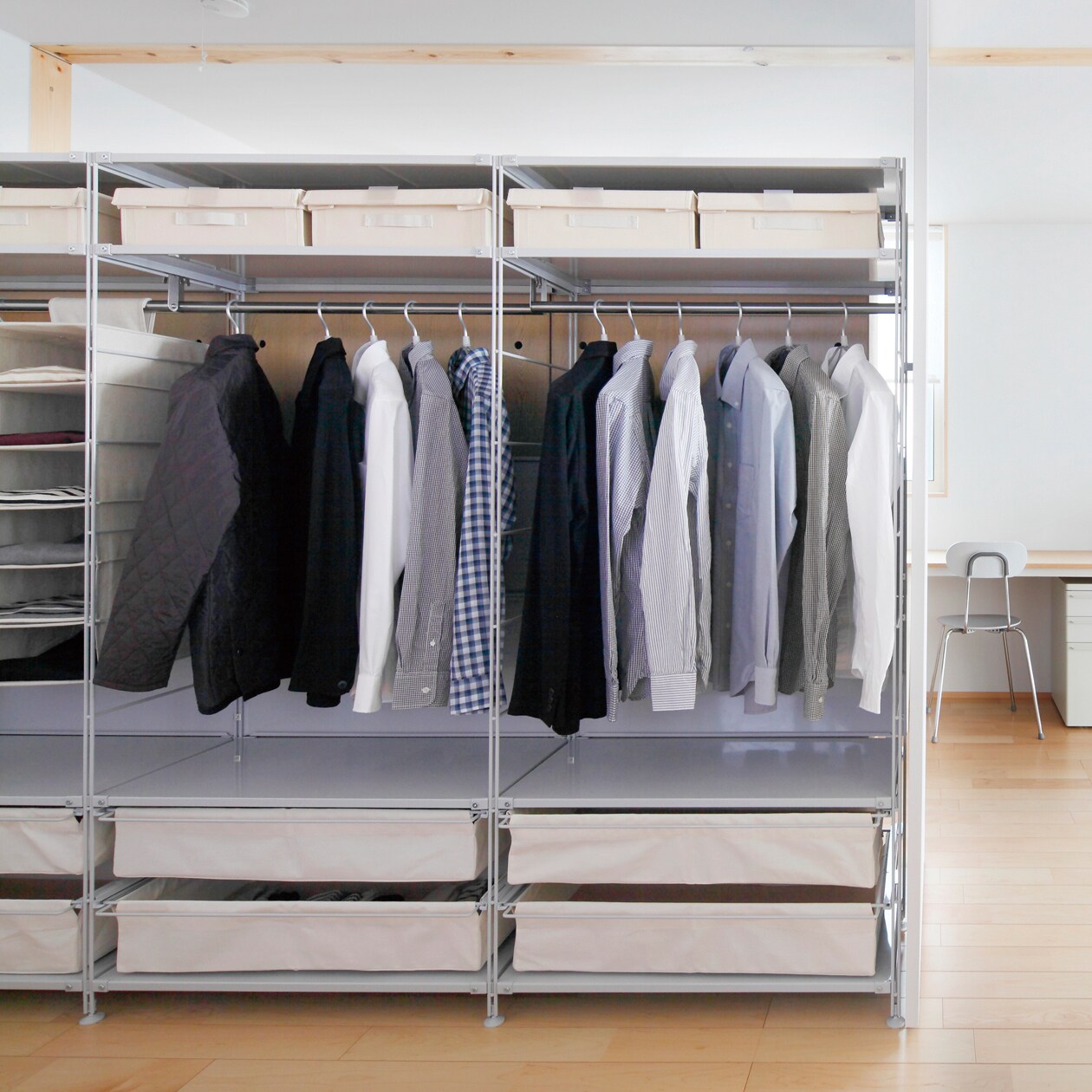 スチールユニットシェルフ・スチール追加棚・グレー／幅４２ｃｍ～８４ｃｍタイプ用