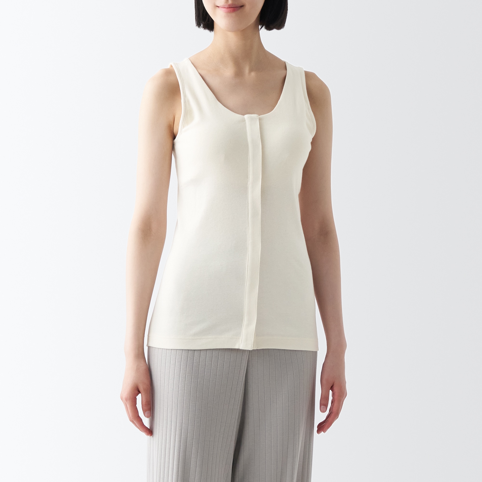 無染色前開きカップ入りタンクトップ