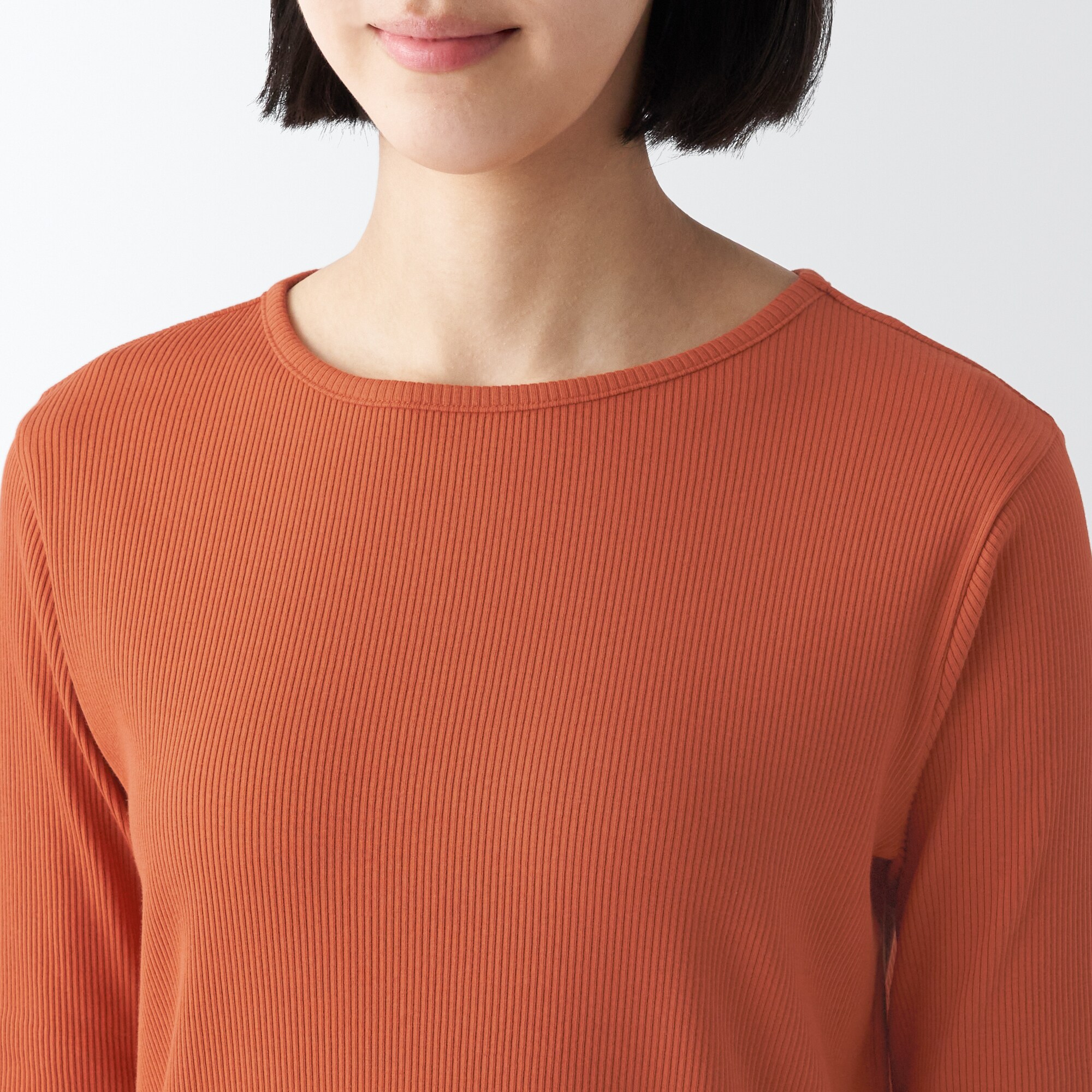 ストレッチリブ編み七分袖チュニック