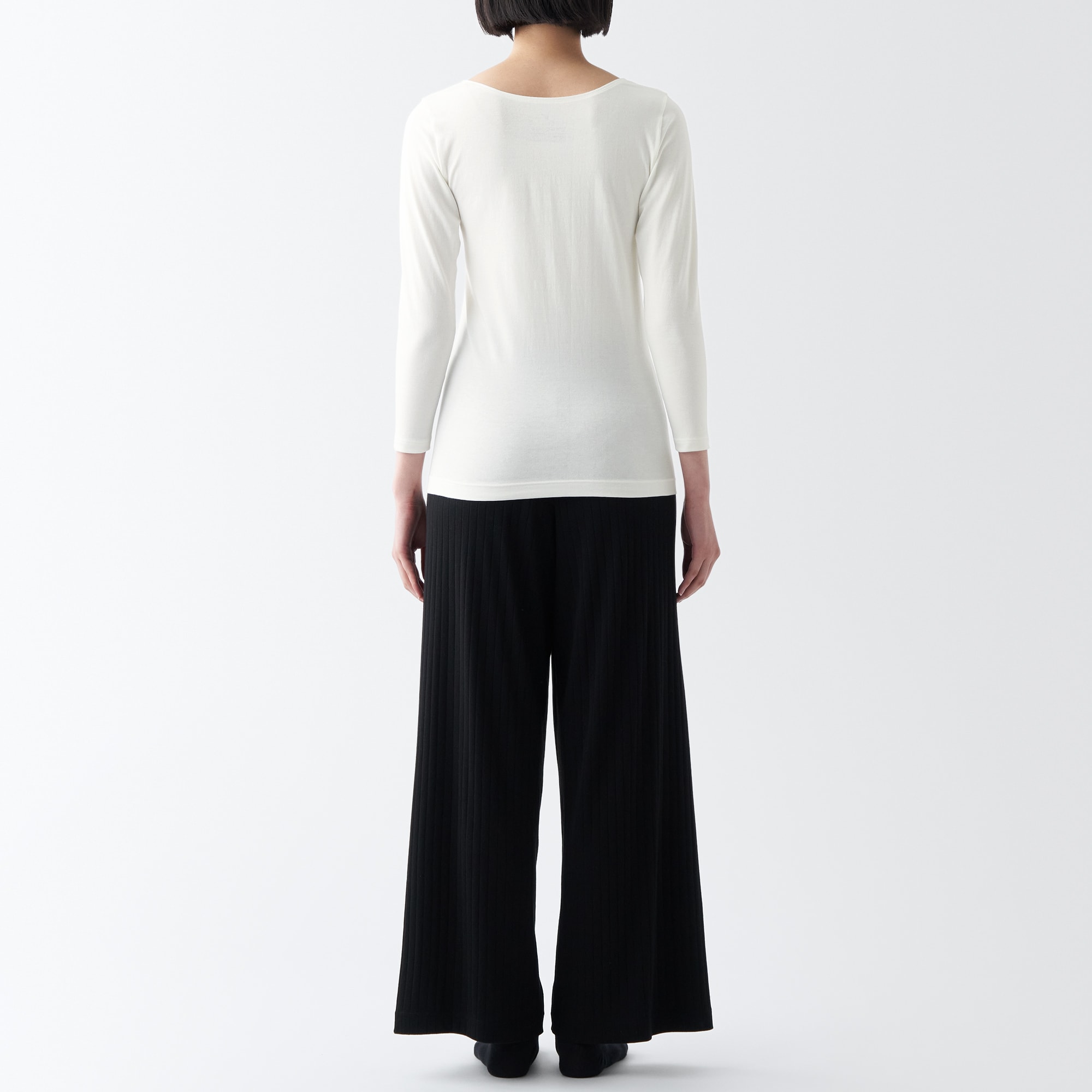 あったか綿　Ｕネック八分袖Ｔシャツ