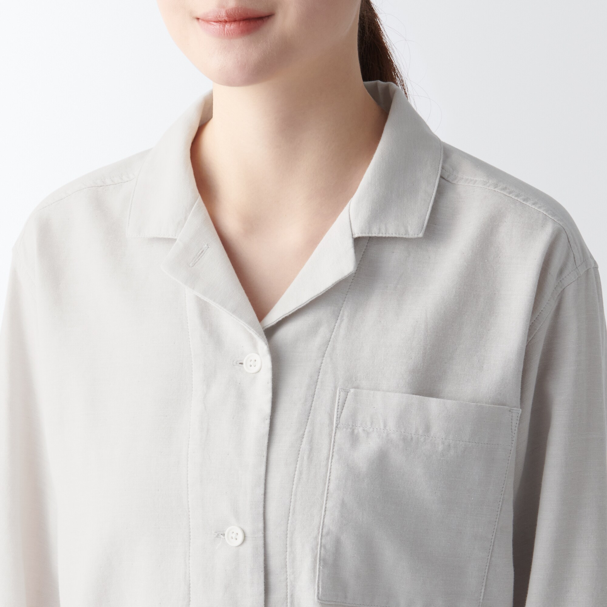 婦人　脇に縫い目のない　二重ガーゼパジャマ