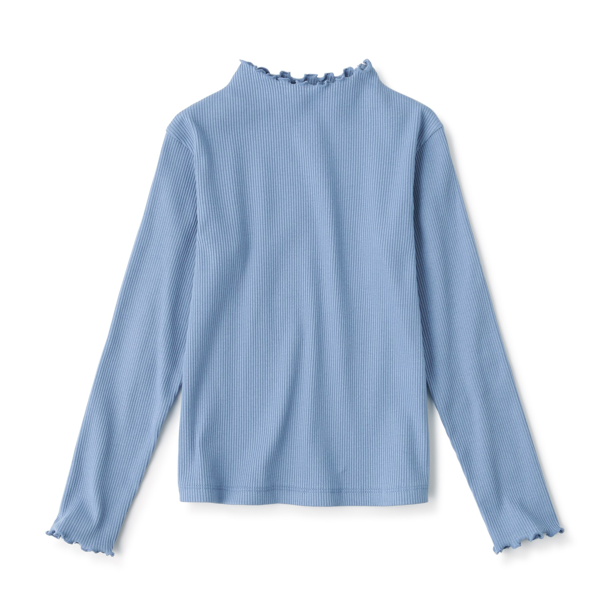 キッズ　ストレッチリブ編みモックネック長袖Ｔシャツ