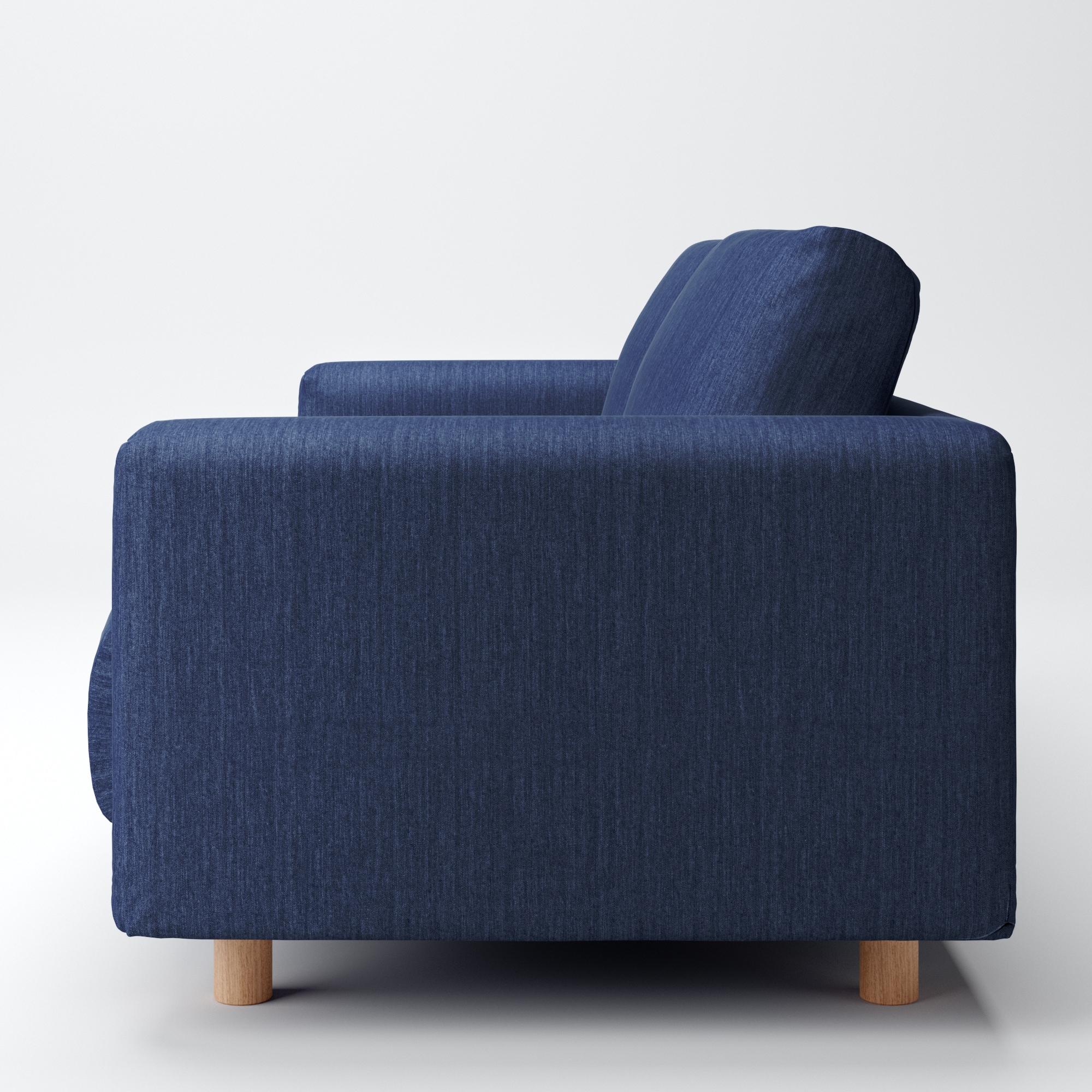 【カバー】綿デニムソファ本体・２．５シーター・フェザー・ポケットコイル用カバー／ブルー