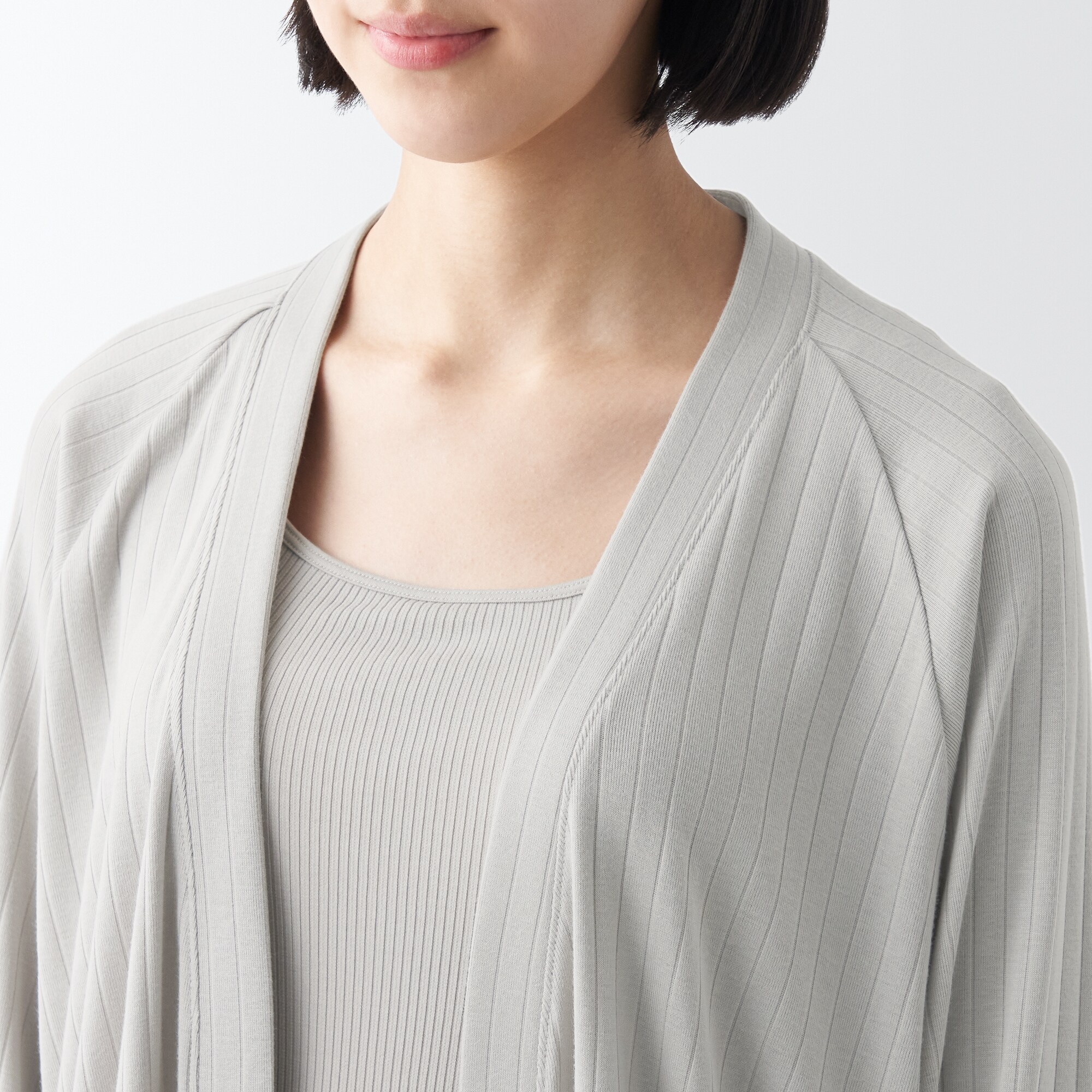 ワイドリブ　ロングカーディガン