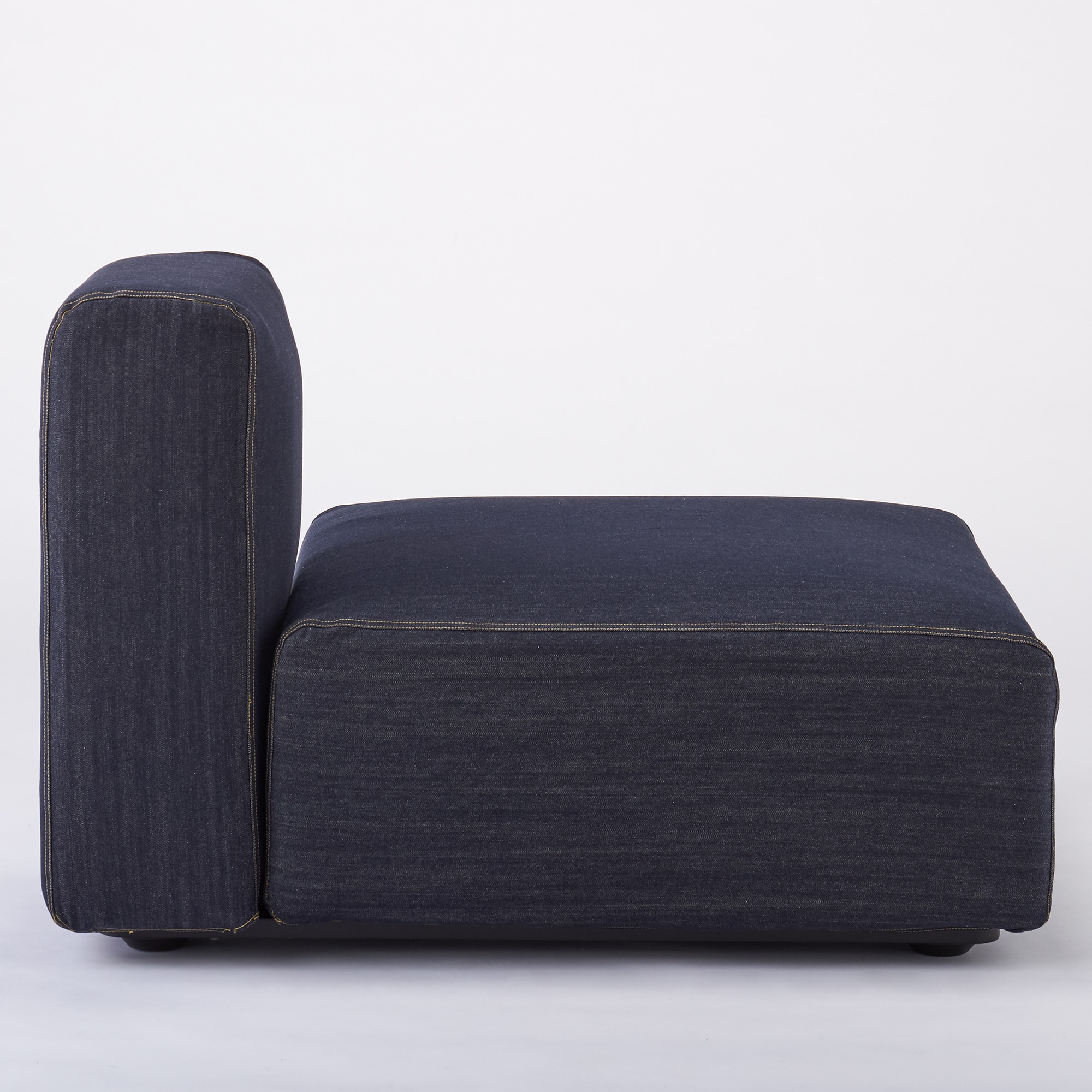 【カバー】綿デニムユニットソファ・ハーフバックレスト・大用カバー／ネイビー