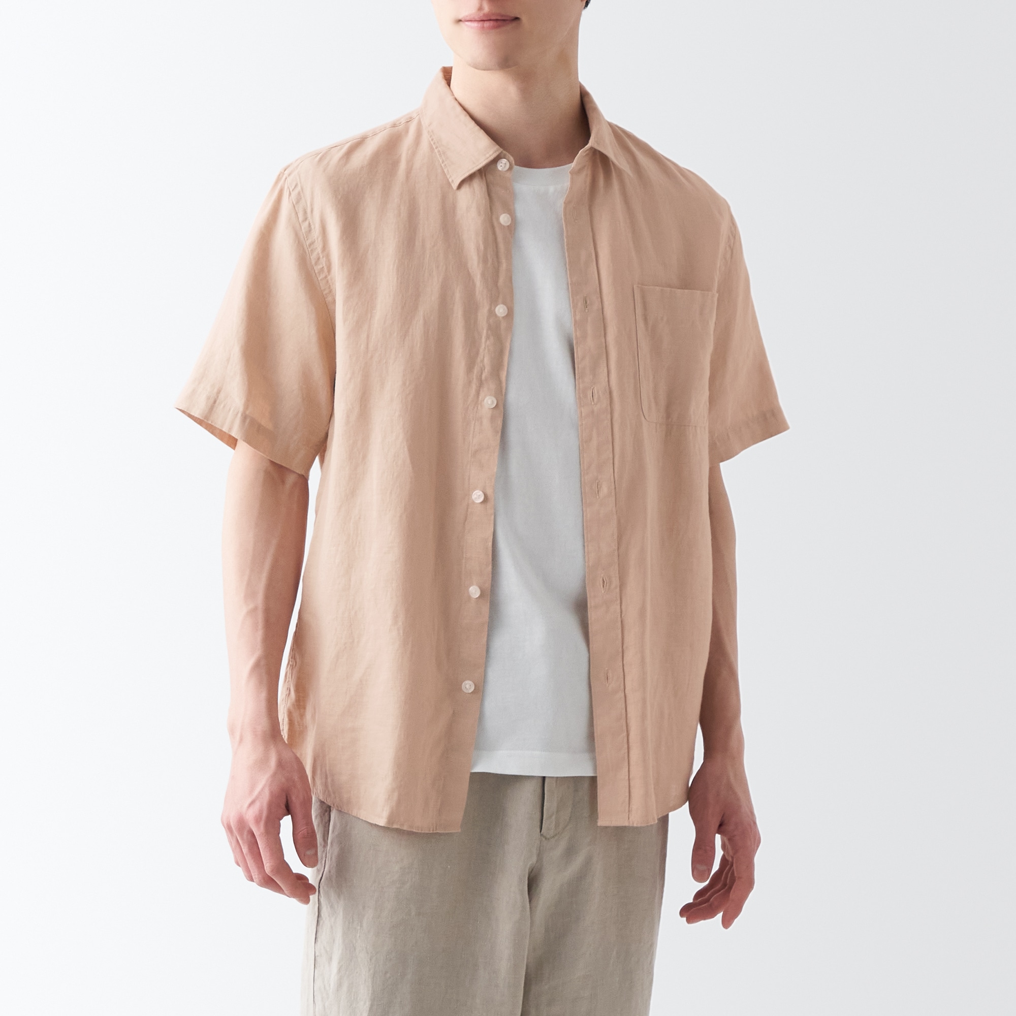 ヘンプ洗いざらし半袖シャツ