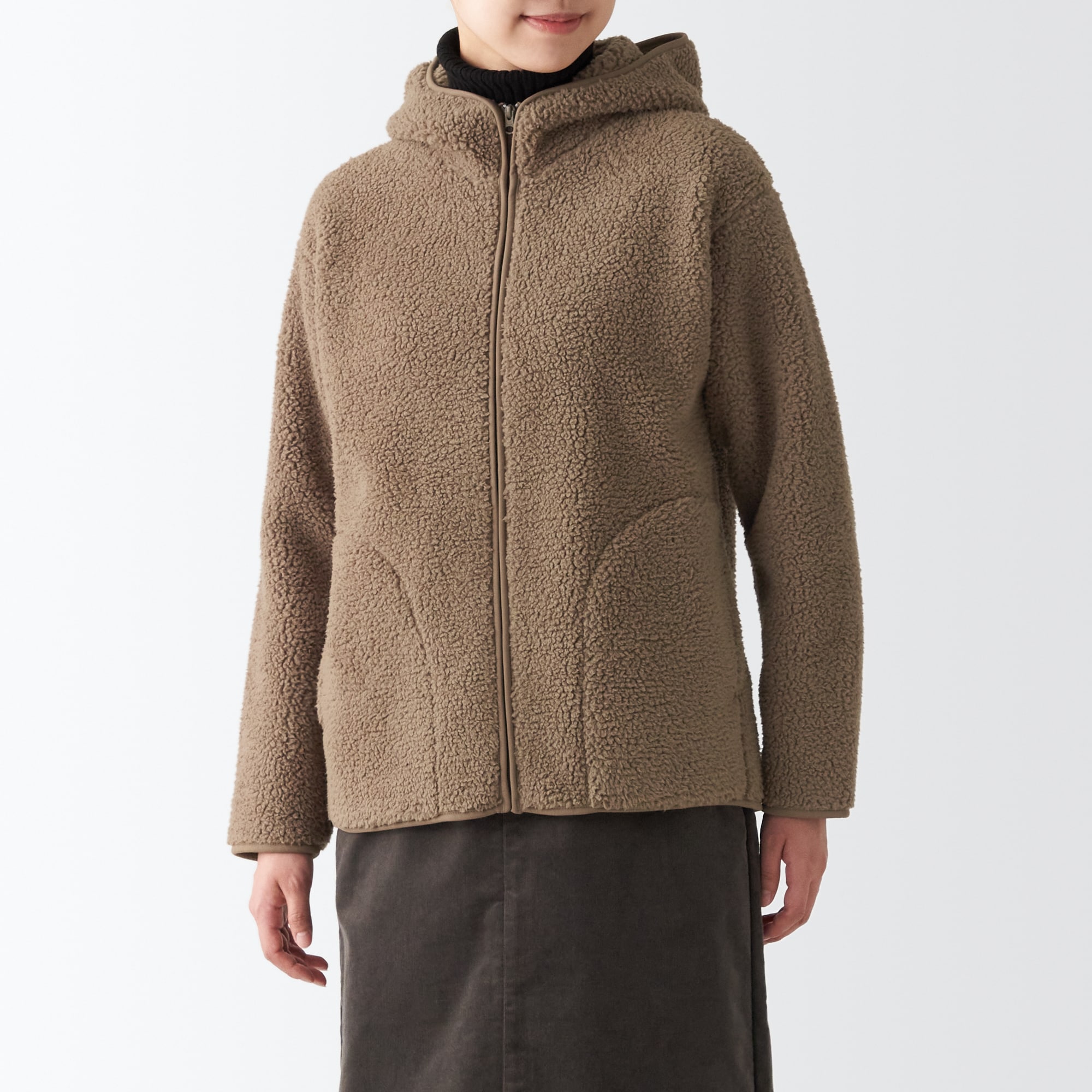 再生ポリエステルボアフリースパーカー