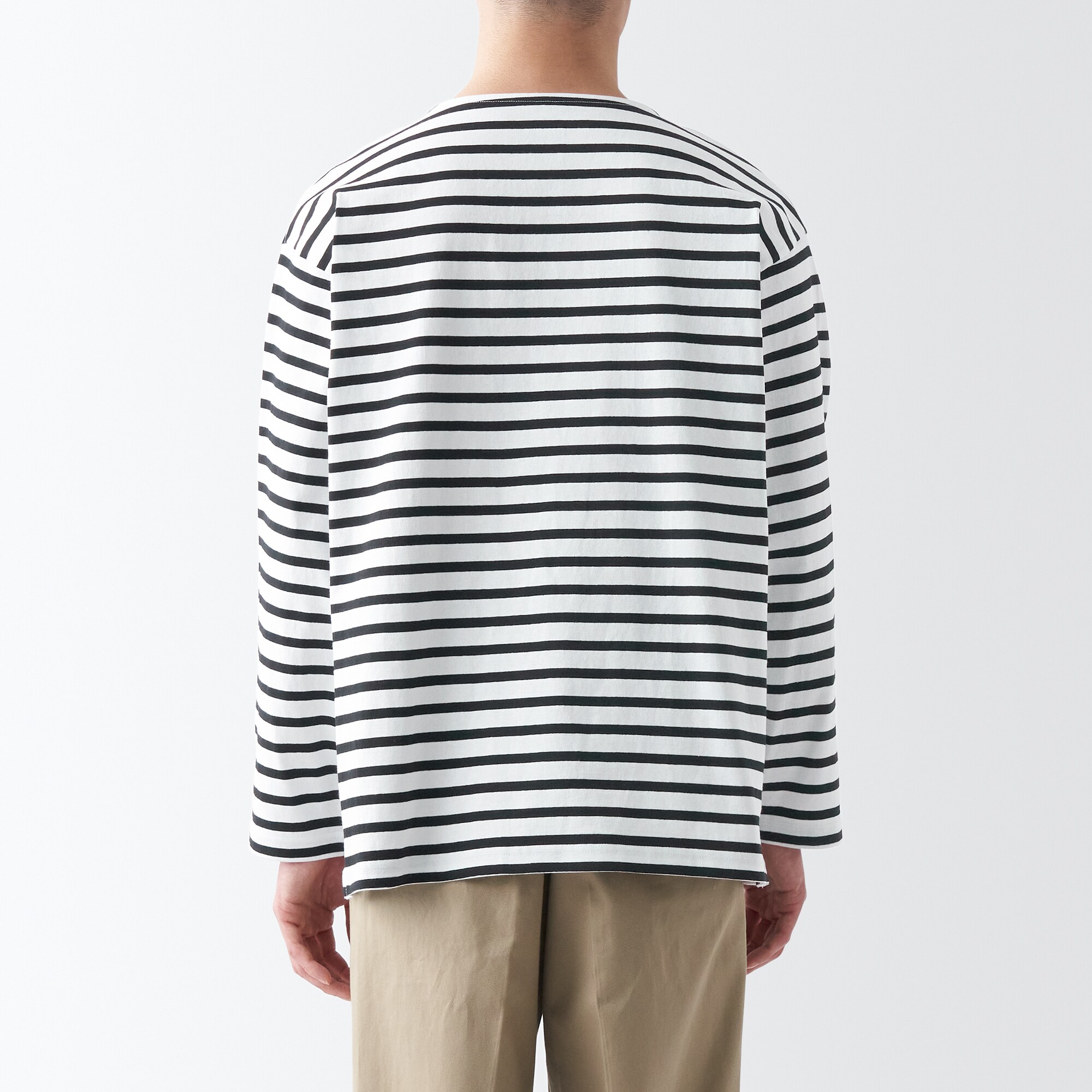 洗いざらし太番手ボートネック九分袖Ｔシャツ