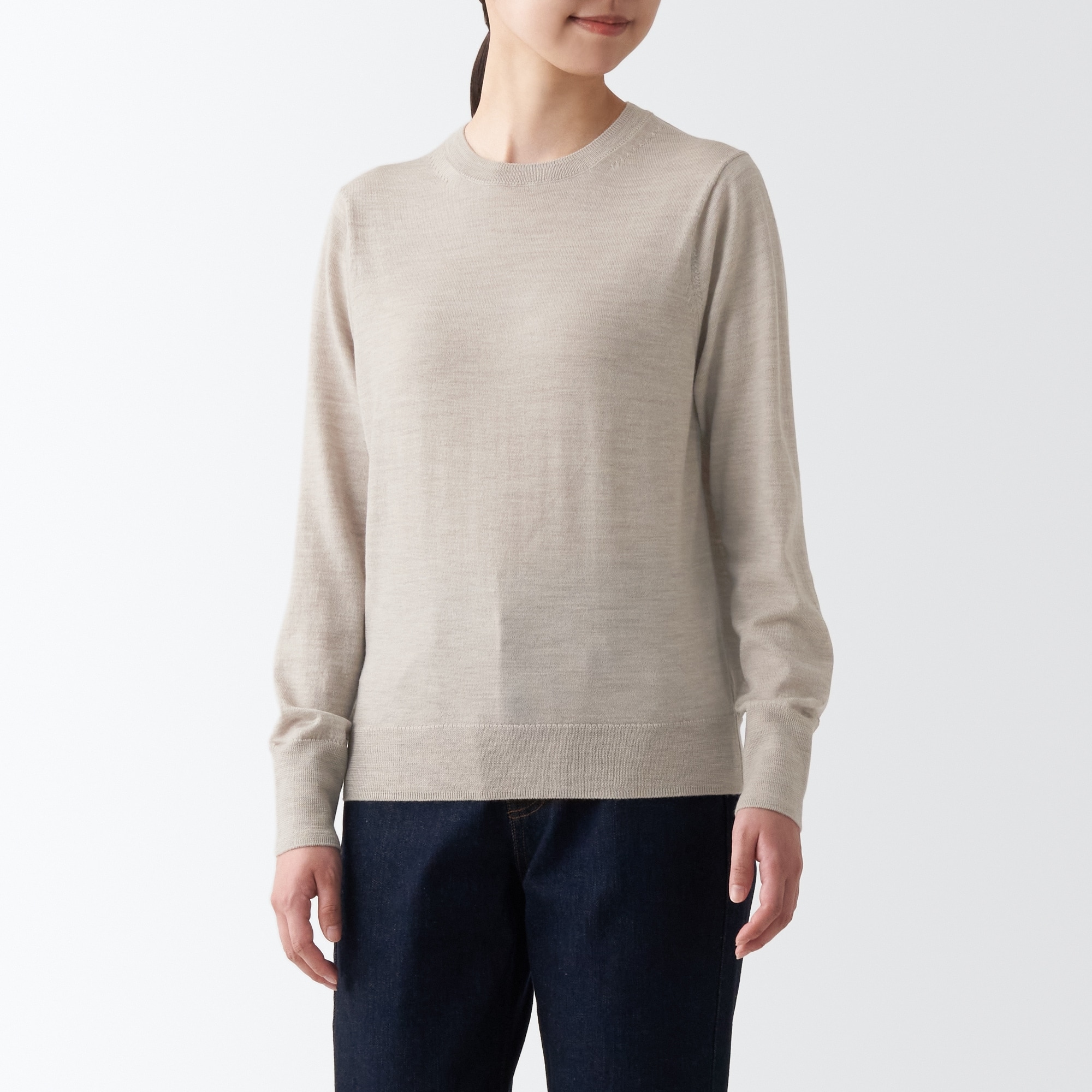 洗えるウールハイゲージクルーネックセーター