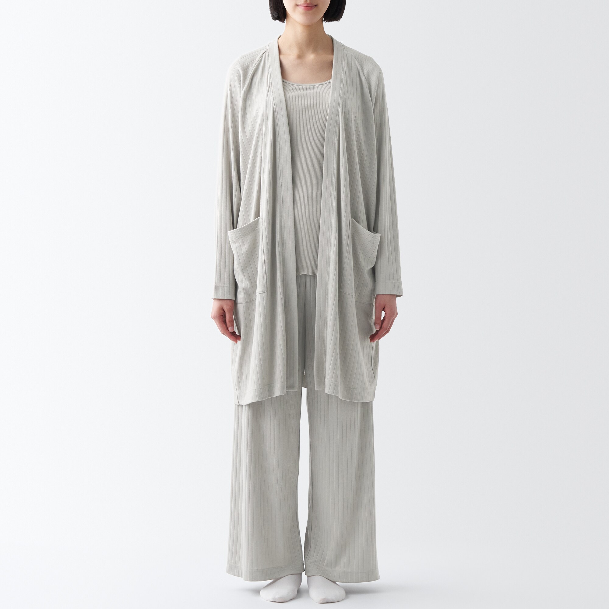 ワイドリブ　ロングカーディガン