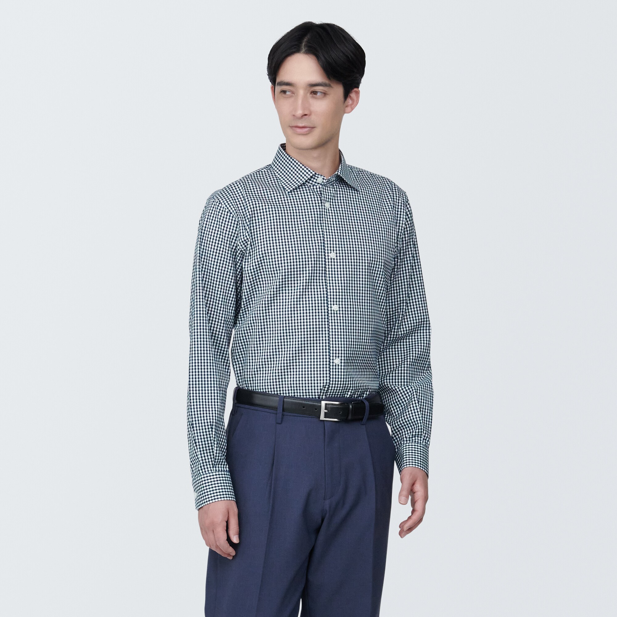 紳士　ノンアイロンセミワイドカラー長袖シャツ