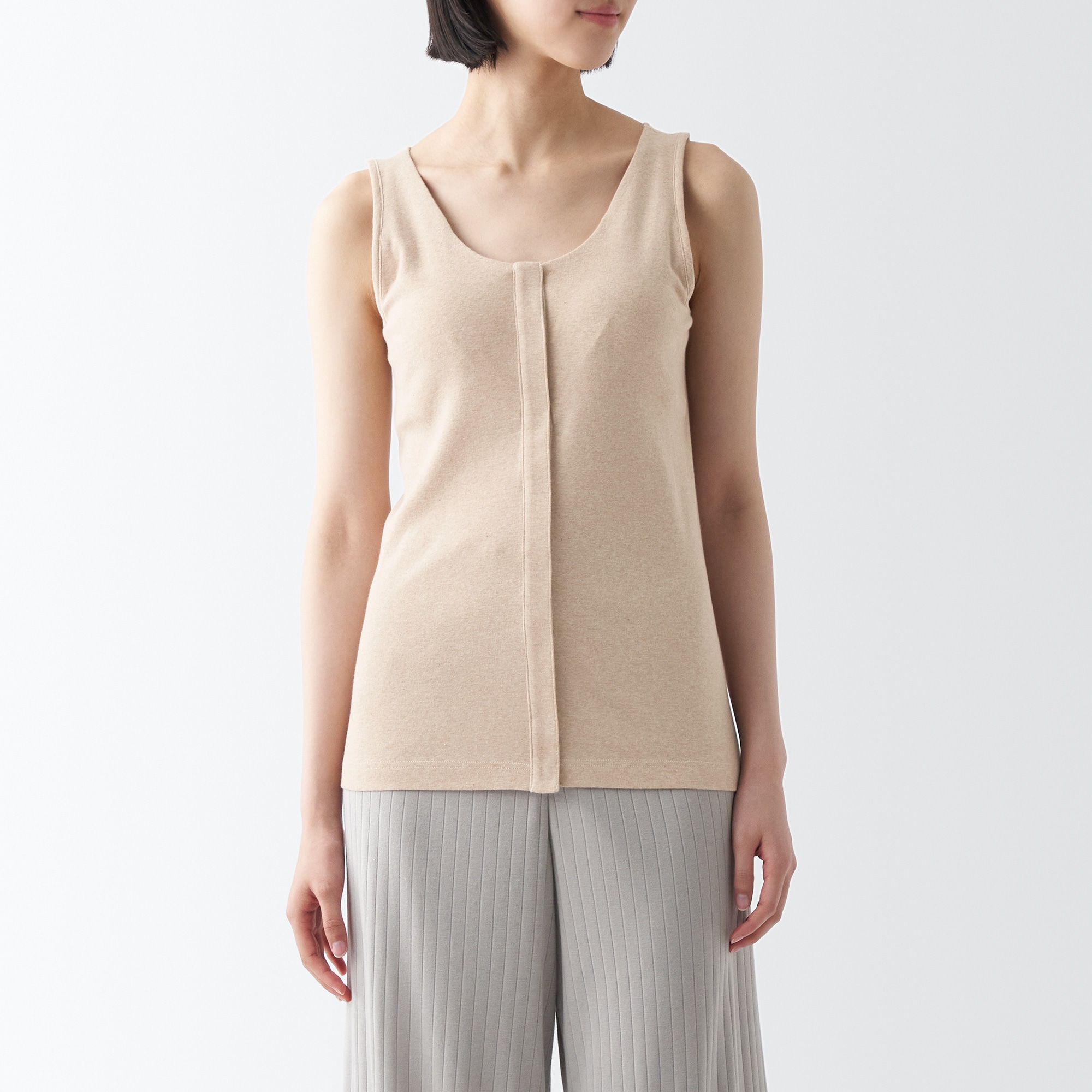 無染色前開きカップ入りタンクトップ