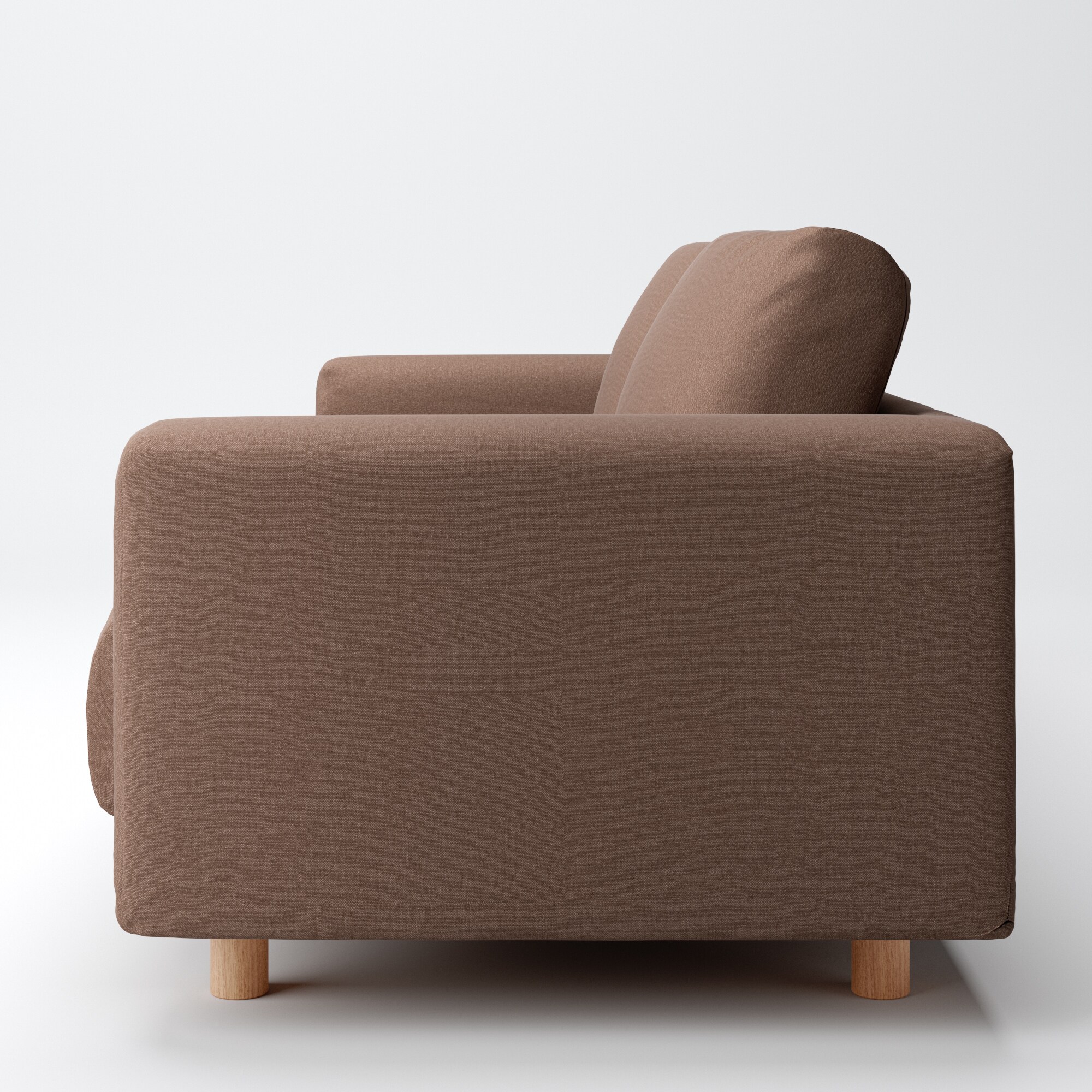 【カバー】麻綿平織ソファ本体・３シーター・フェザー・ポケットコイル用カバー／ブラウン