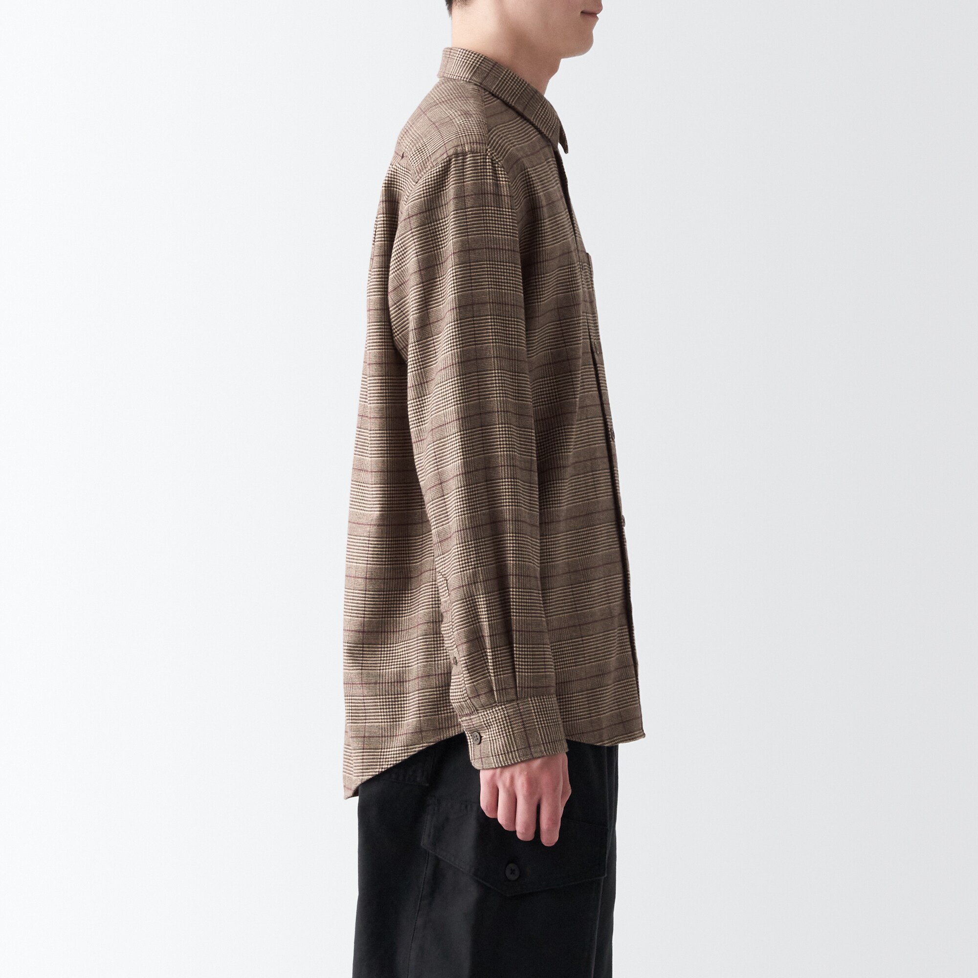 両面起毛フランネル長袖シャツ