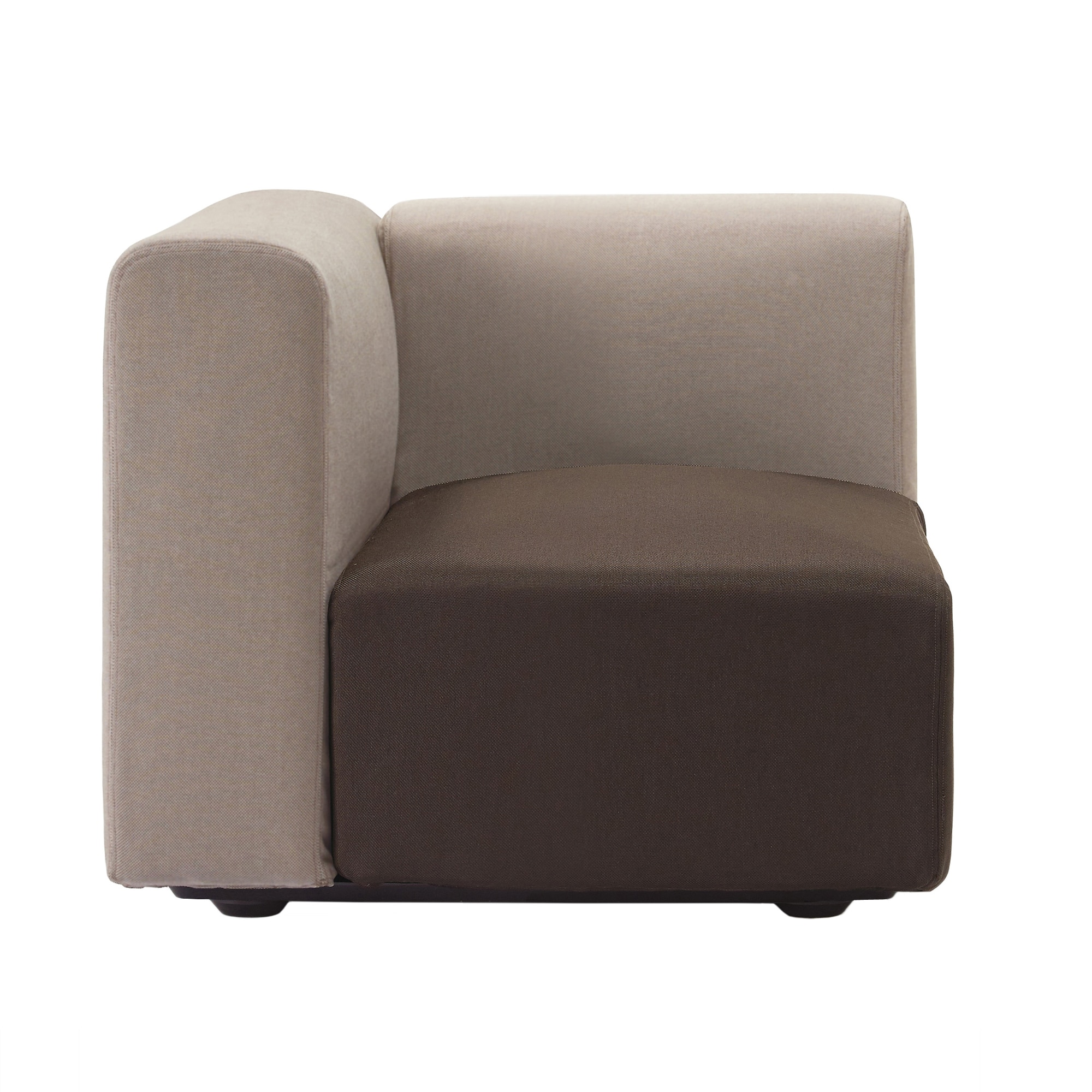 【カバー】ポリエステル平織ユニットソファ・アーム付・小用カバー／グレーベージュ×ブラウン