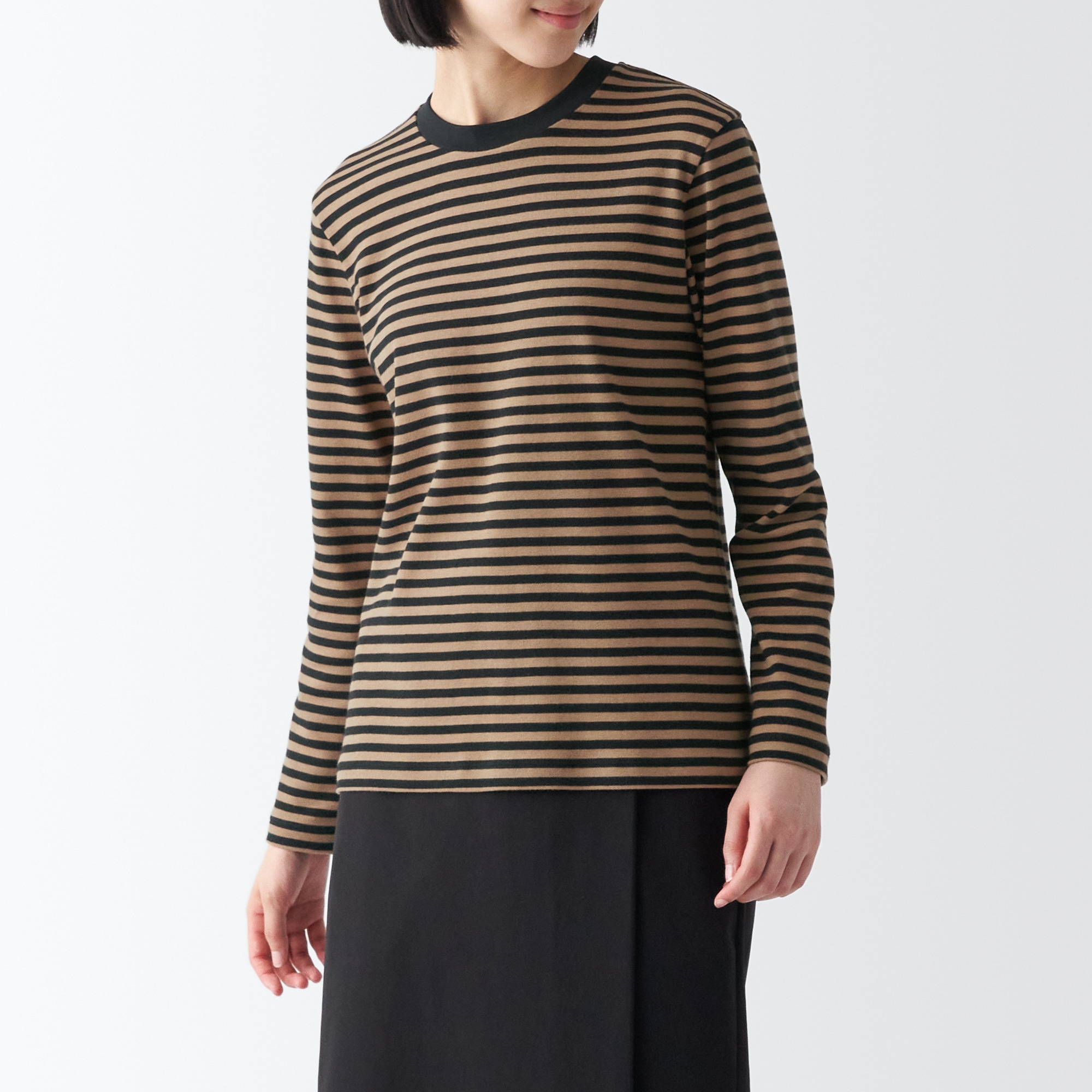 婦人　スムース編みクルーネック長袖Ｔシャツ
