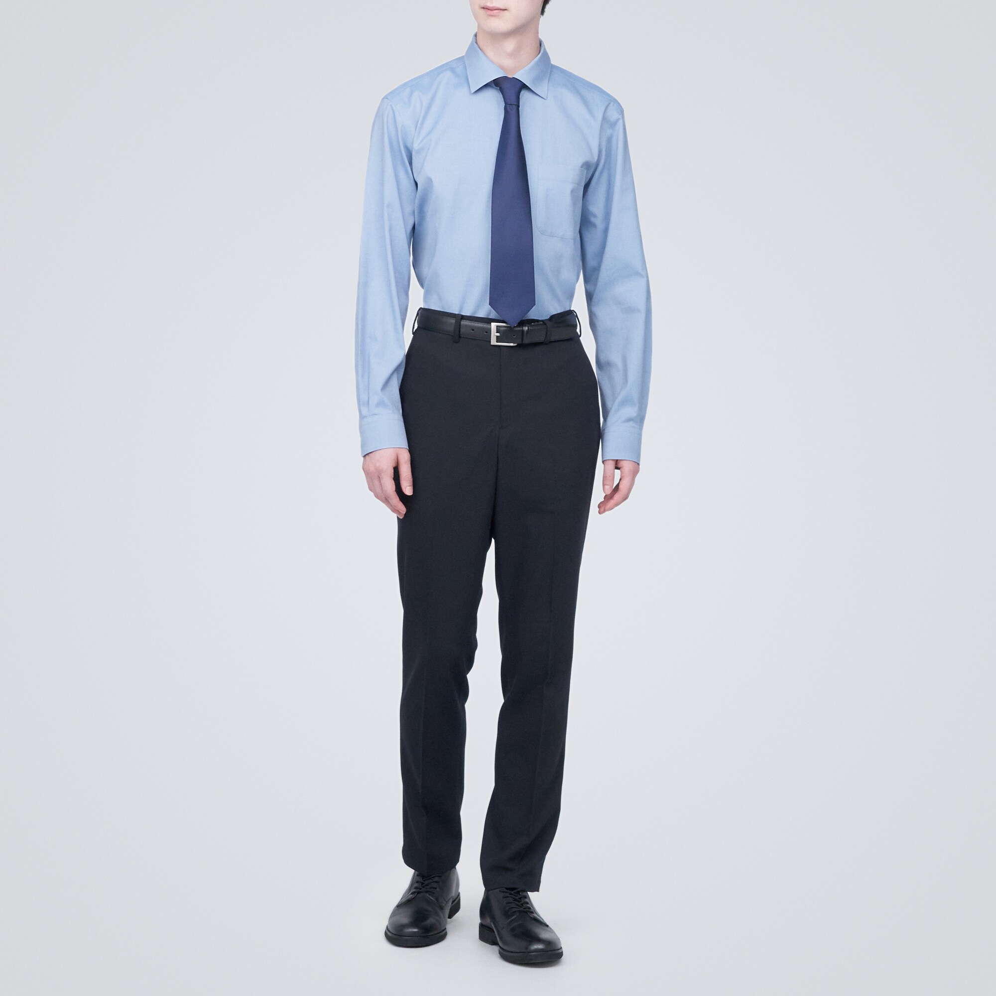 ノンアイロンビジネスセミワイドカラー長袖シャツ