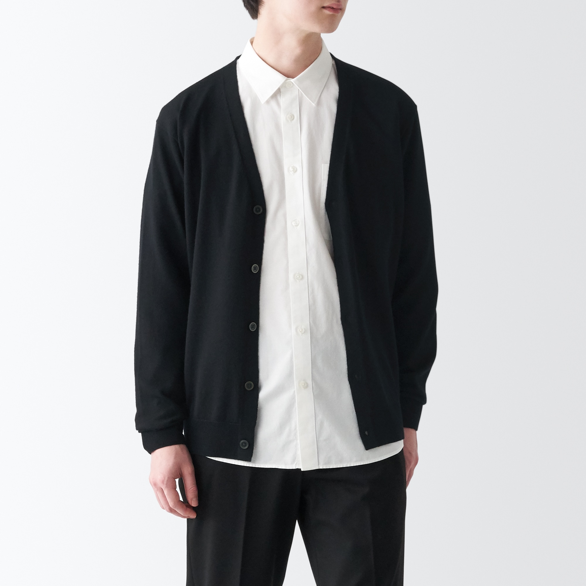 洗えるウールハイゲージＶネックカーディガン