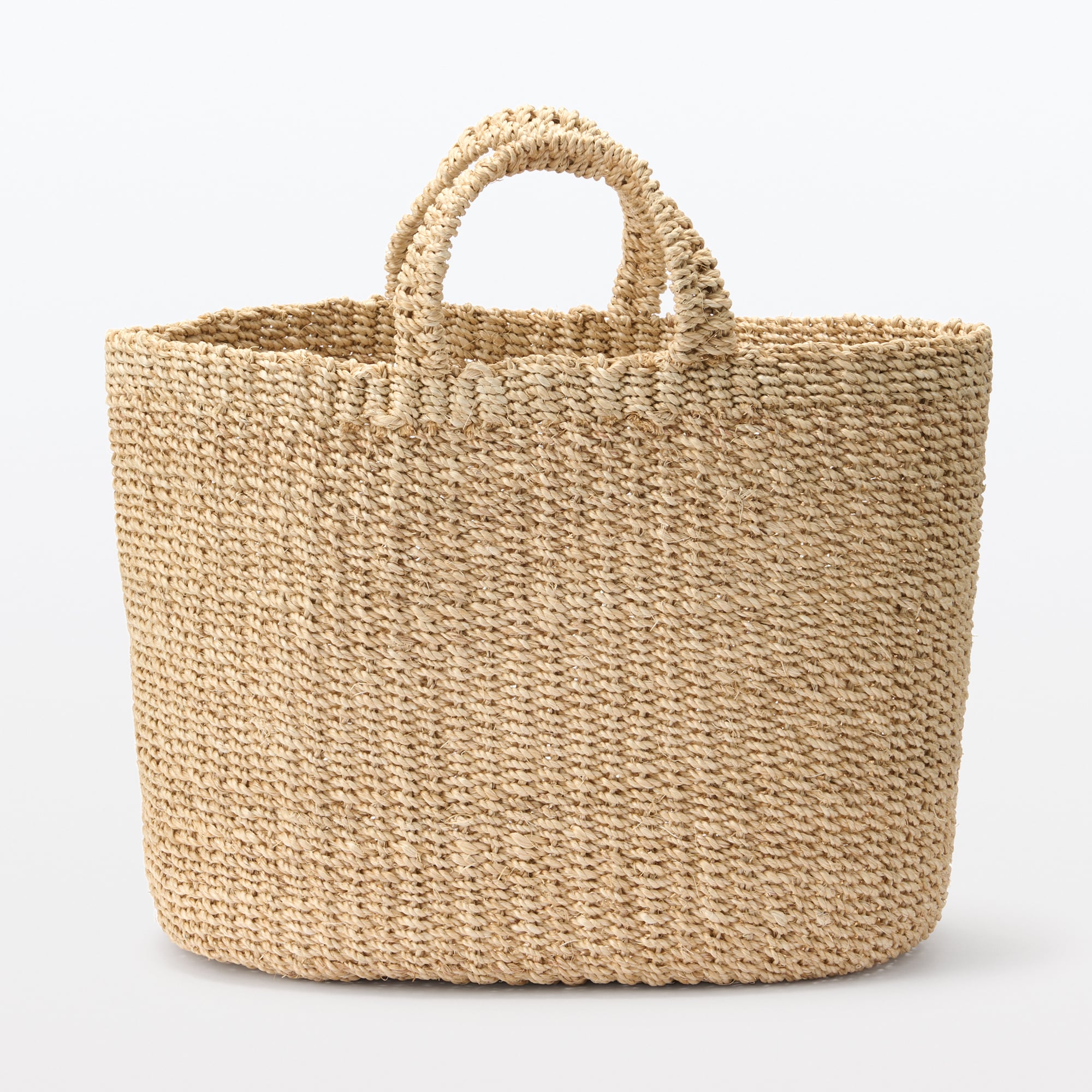 アバカ　持ち手付　オーバルバスケット　大