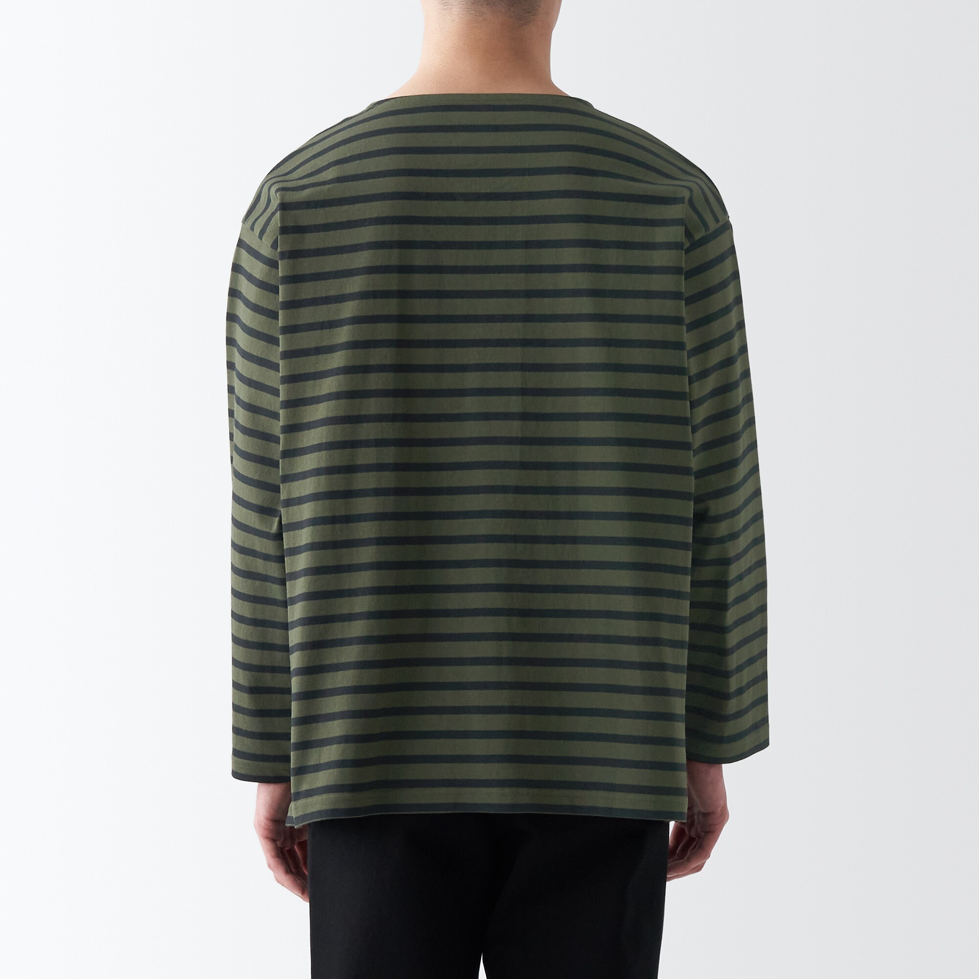 洗いざらし太番手ボートネック九分袖Ｔシャツ