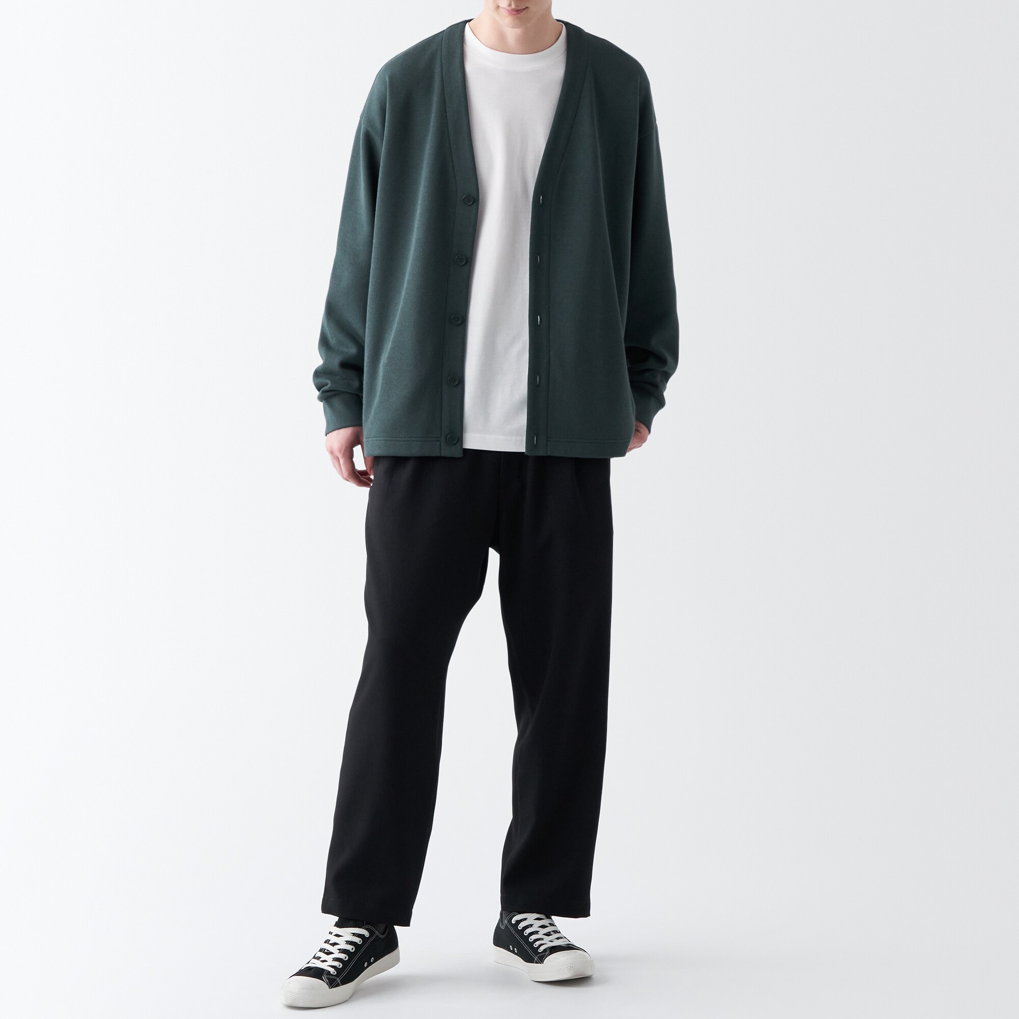 二重編みスウェットカーディガン