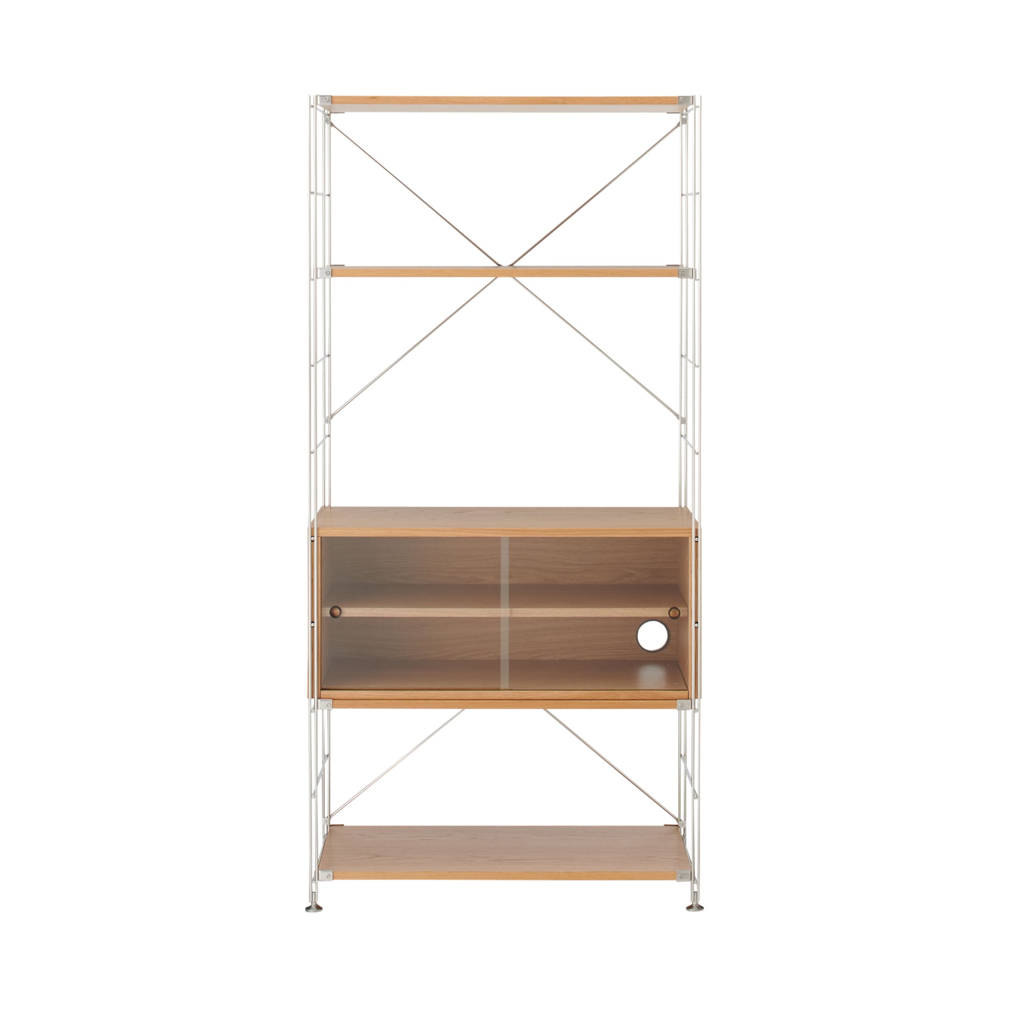 【数量限定】ステンレスユニットシェルフ・オーク材・カップボードセット