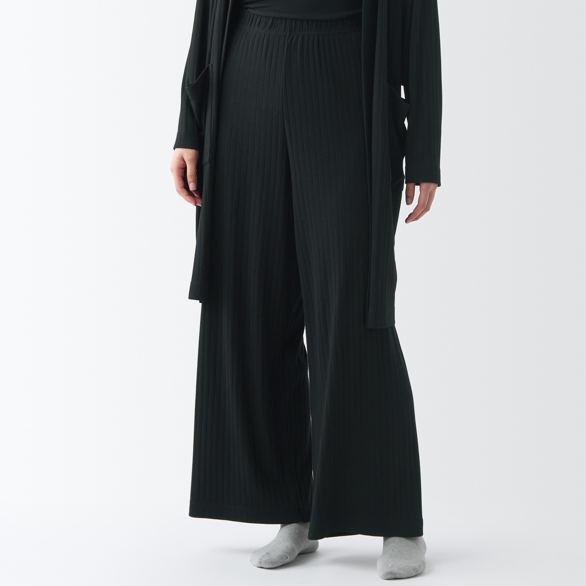 ワイドリブ　ロングパンツ