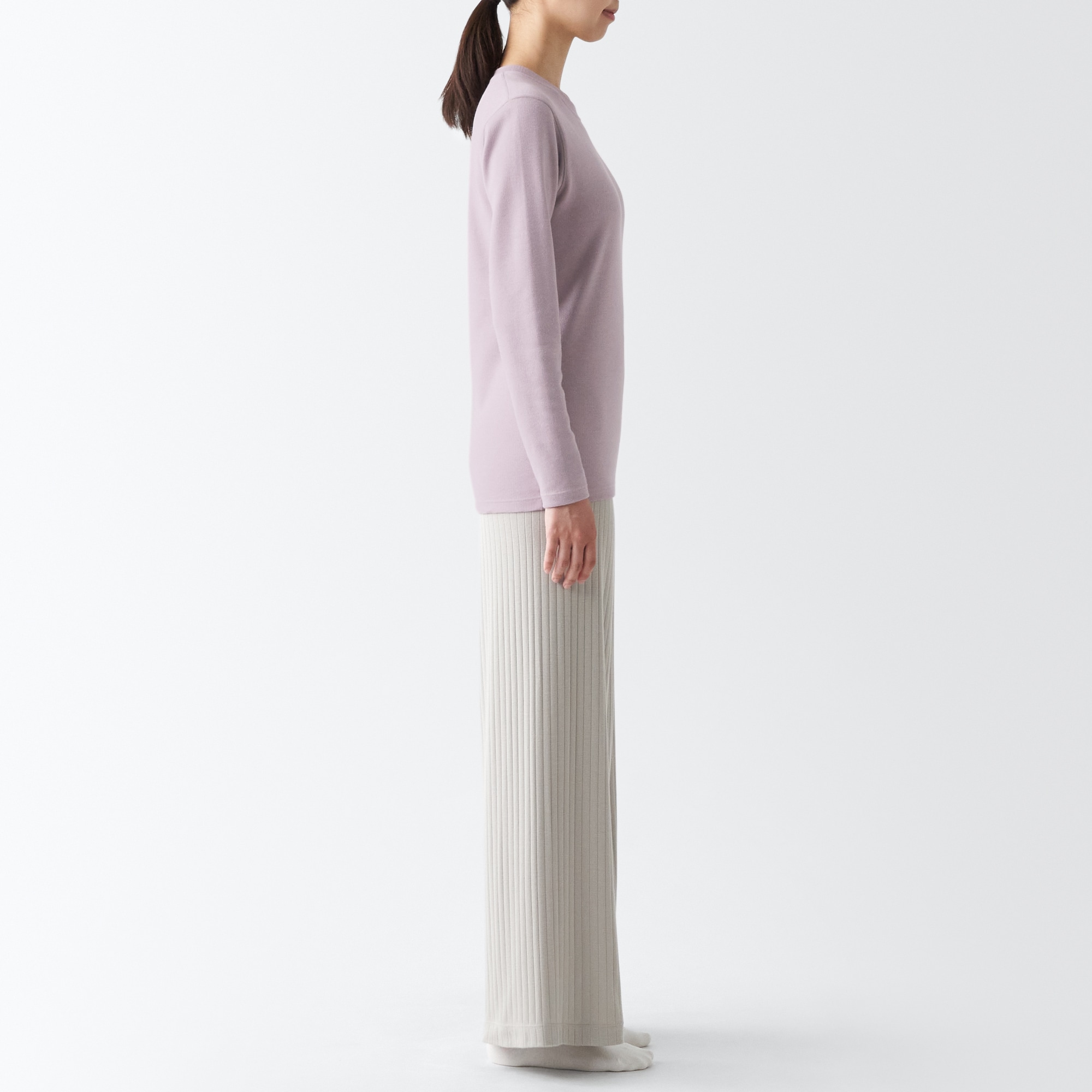 あったか綿　ウール　クルーネック長袖Ｔシャツ