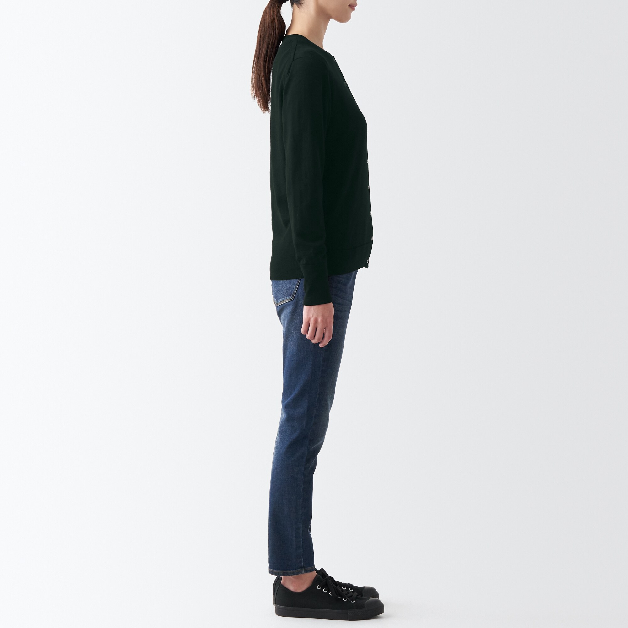 メリノウールクルーネックカーディガン