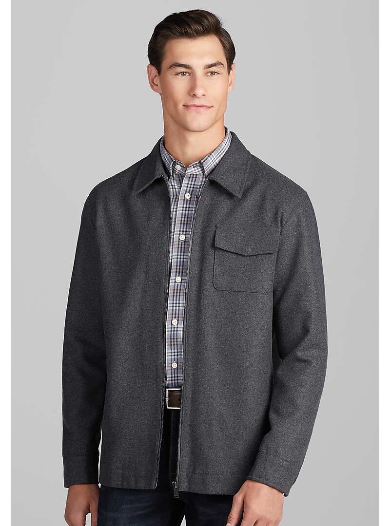 1905 Collection Tailored Fit Zip Front Shirt Jacket CLEARANCE#71AT