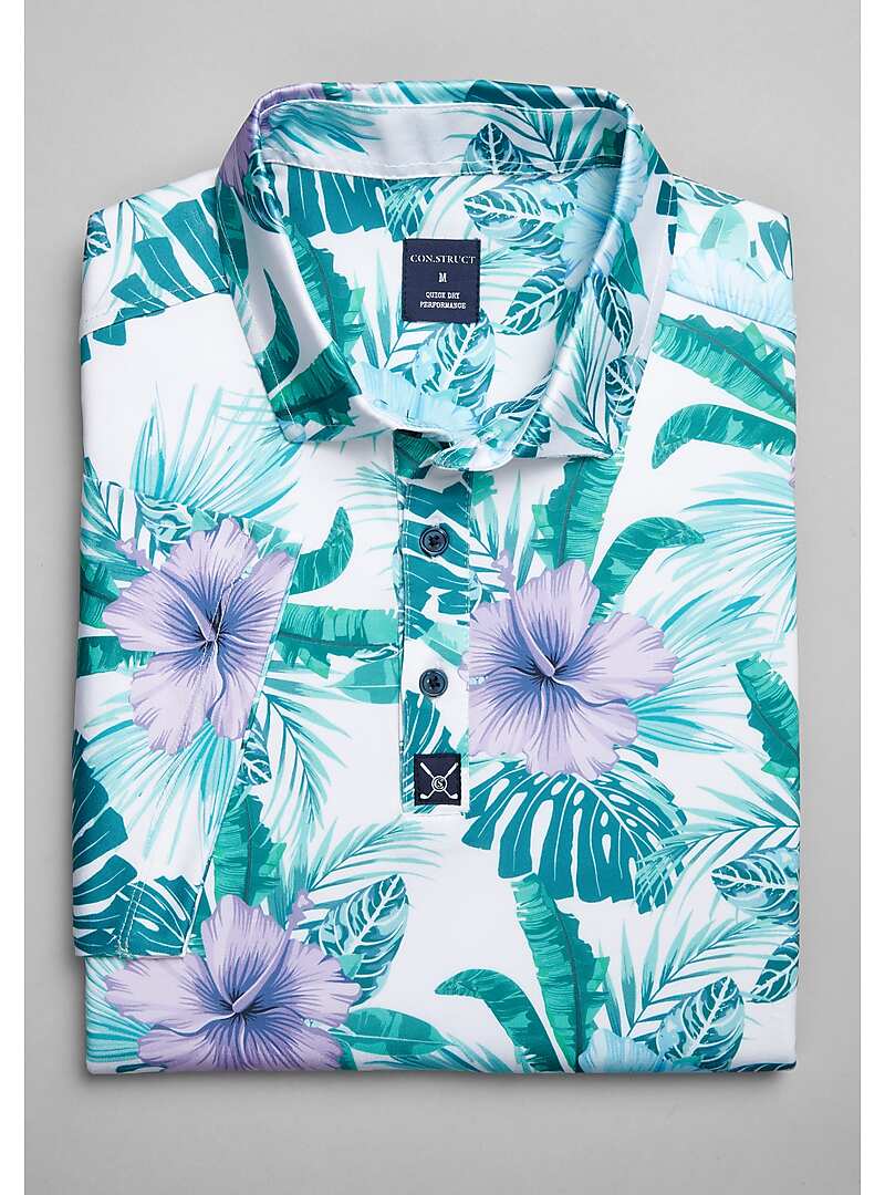 Con.Struct Tailored Fit Tropical Print Polo - Big & Tall#6MJE