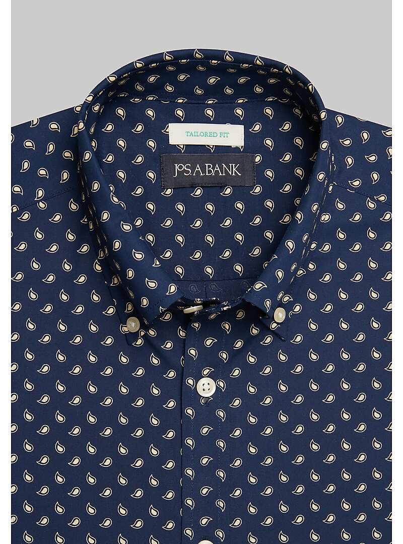 Jos. A. Bank Tailored Fit Button-Down Collar Short Sleeve Sportshirt - Big & Tall#6MRP