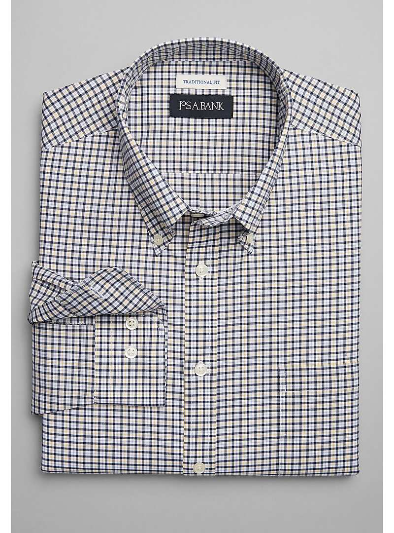 Jos. A. Bank Traditional Fit Button Down Collar Grid Sportshirt - Big & Tall#6MU8