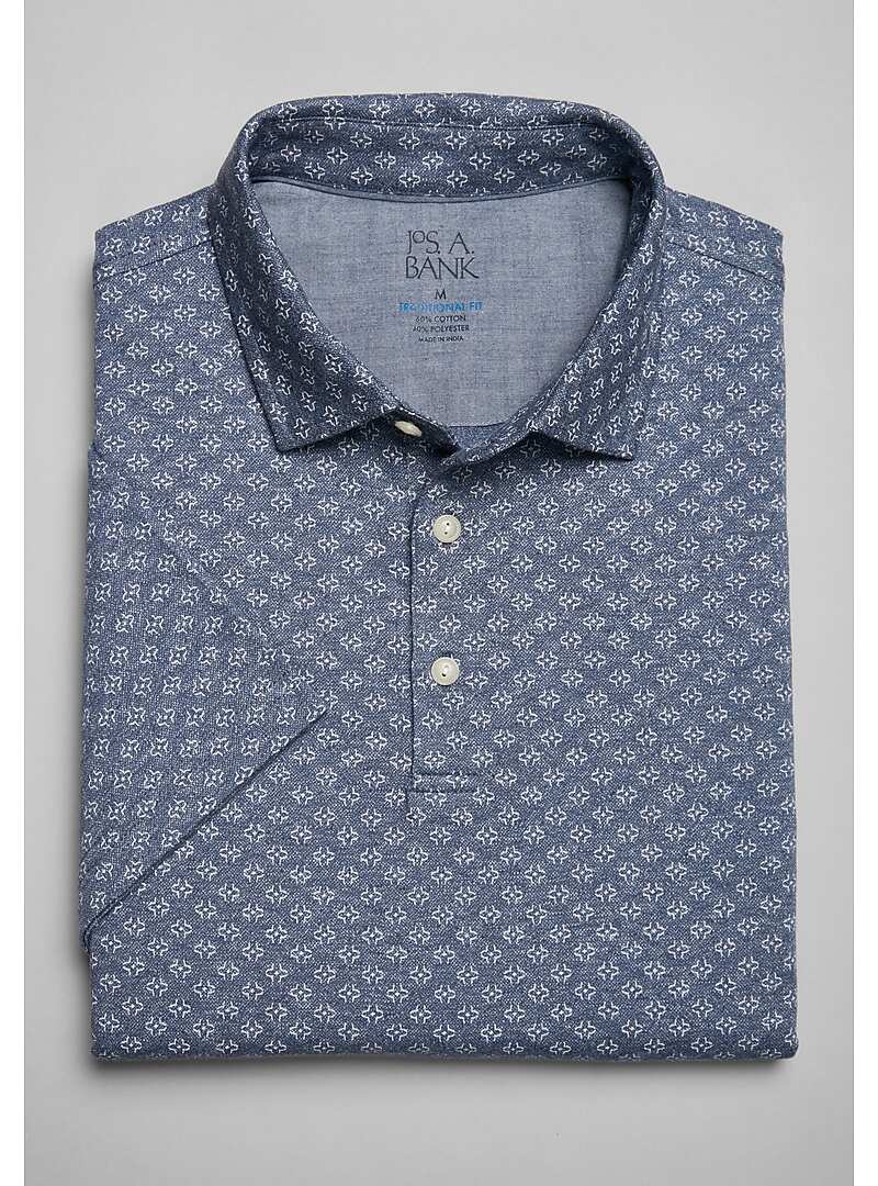 Jos. A. Bank Traditional Fit Spread Collar Geo Flower Print Polo - Big & Tall#6MHA