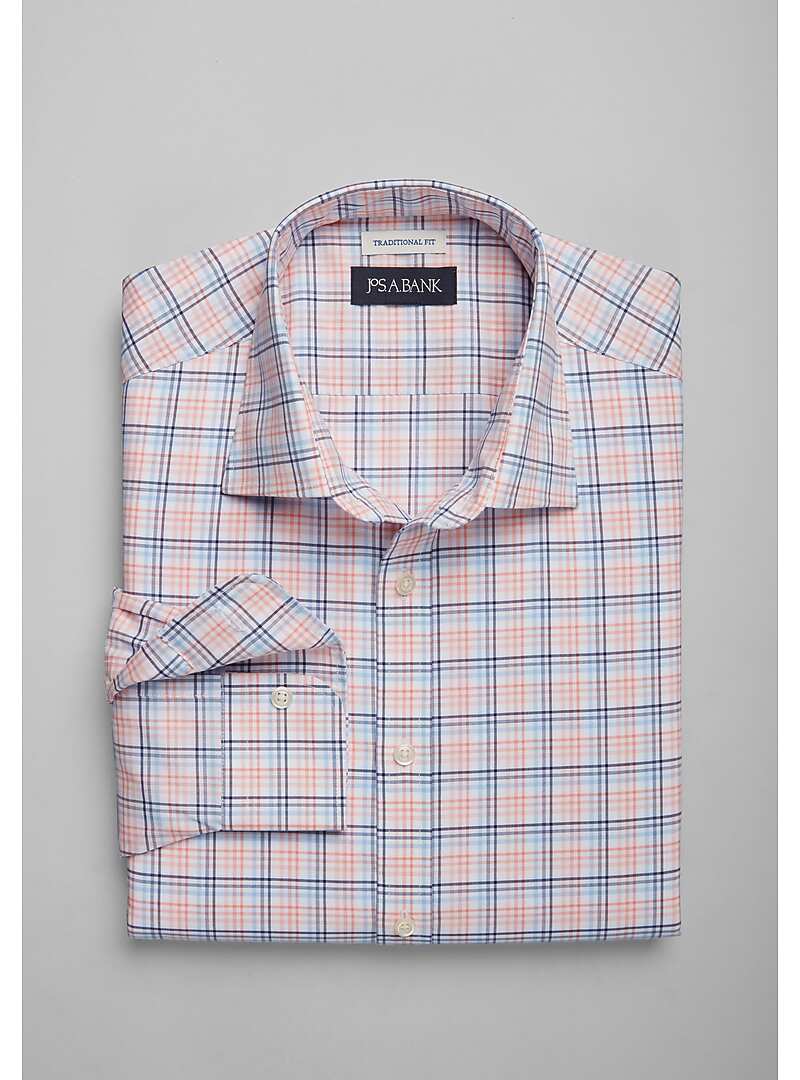 Jos. A. Bank Traditional Fit Textured Plaid Sportshirt - Big & Tall#6MKH