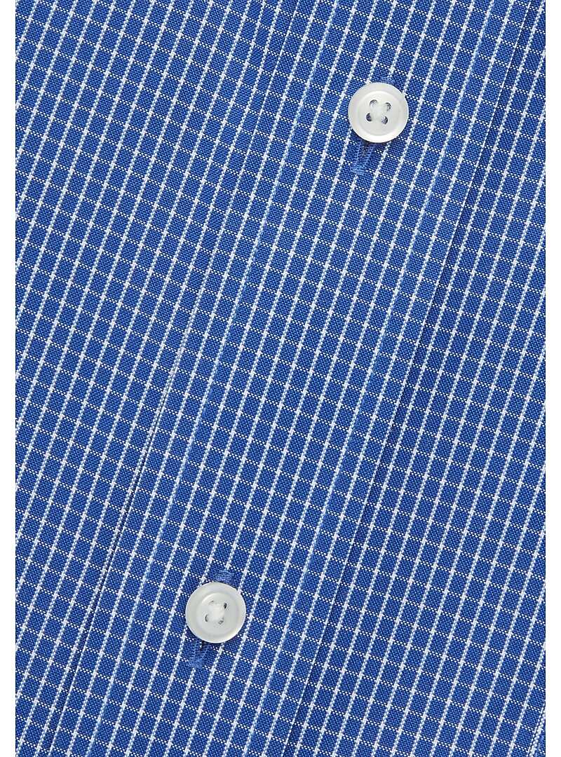 Traveler Collection Traditional Fit Button-Down Collar Grid Dress Shirt - Big & Tall#5CLZ