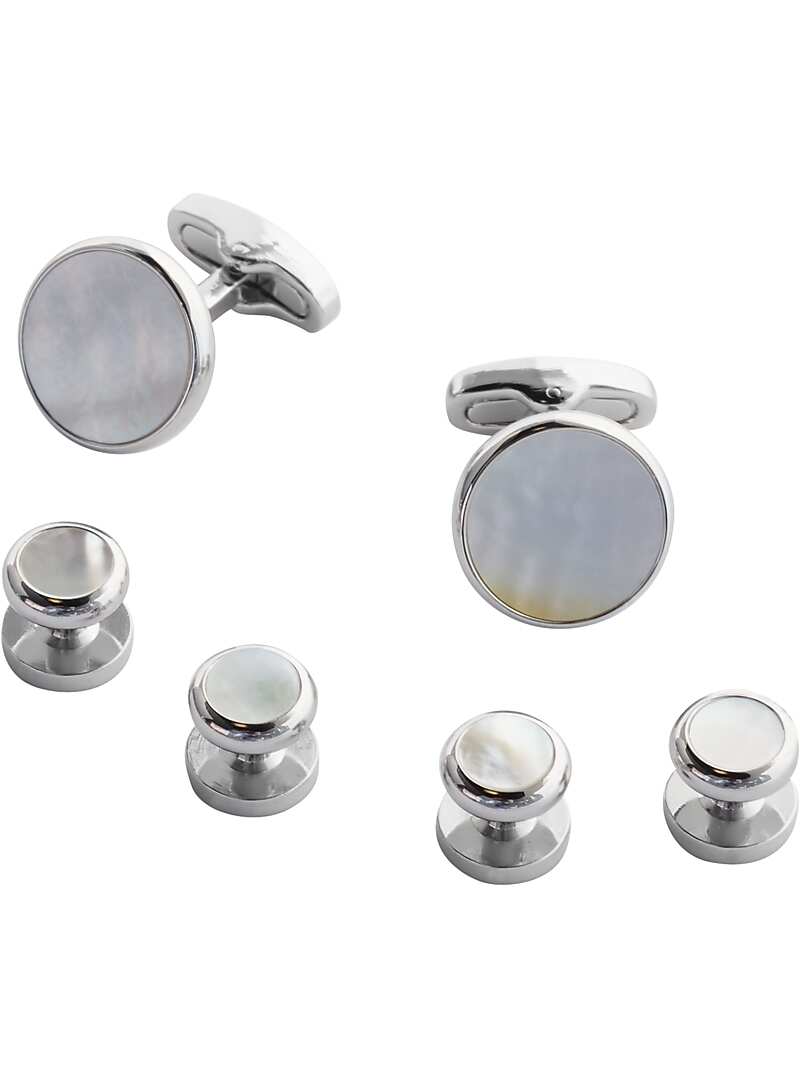 Jos.A.Bank Silver & Mother-of-Pearl Stud Set#82W9