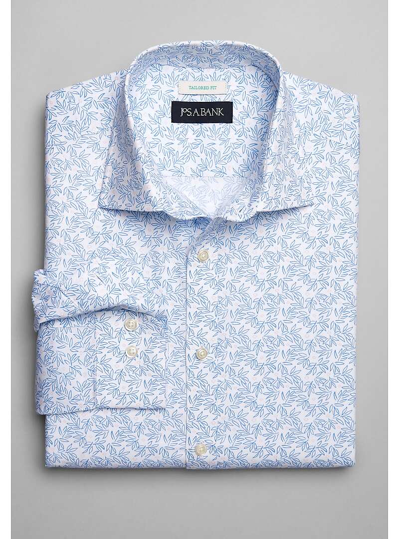 Jos. A. Bank Tailored Fit Spread Collar Leaf Pattern Sportshirt - Big & Tall#6MTT