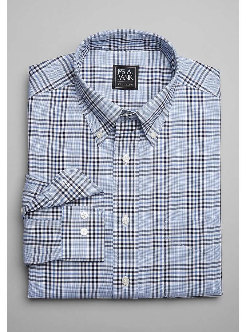 Traveler Collection Tailored Fit Button-Down Collar Plaid Sportshirt - Big & Tall#6MDV