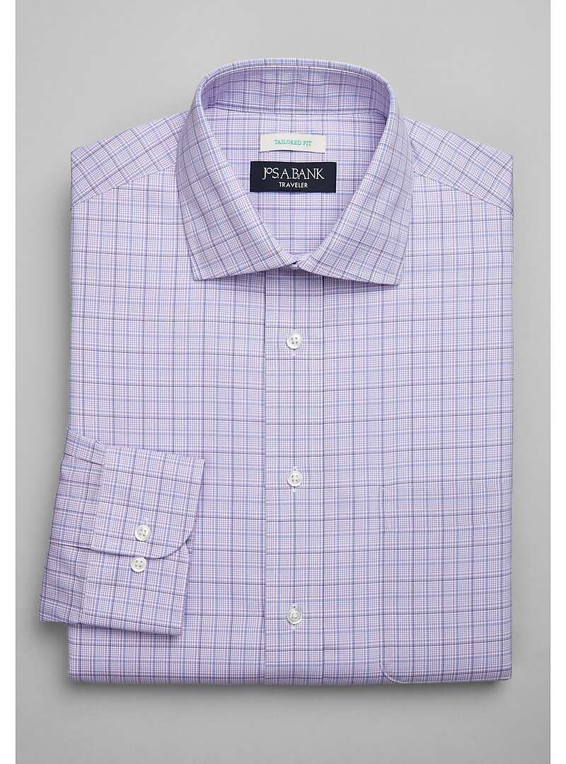 Traveler Collection Tailored Fit Spread Collar Plaid Dress Shirt - Big & Tall#5FRW