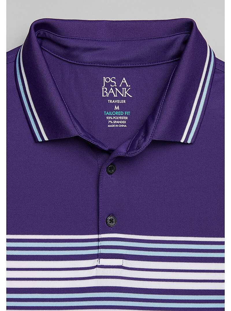 Traveler Collection Tailored Fit Stripe Polo - Big & Tall knit#6MGU
