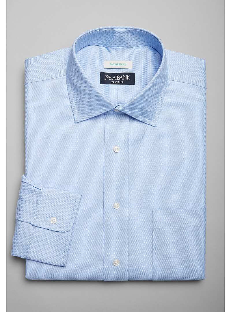 Travel Tech Tailored Fit Spread Collar Honeycomb Texture Dress Shirt - Big & Tall#5FXL