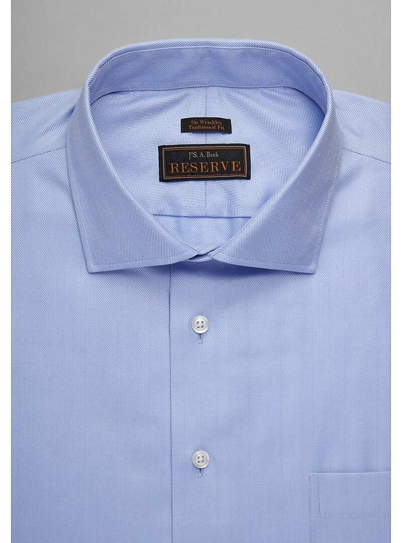 Reserve Collection Traditional Fit Spread Collar Herringbone Pattern Dress Shirt - Big & Tall#51GJ