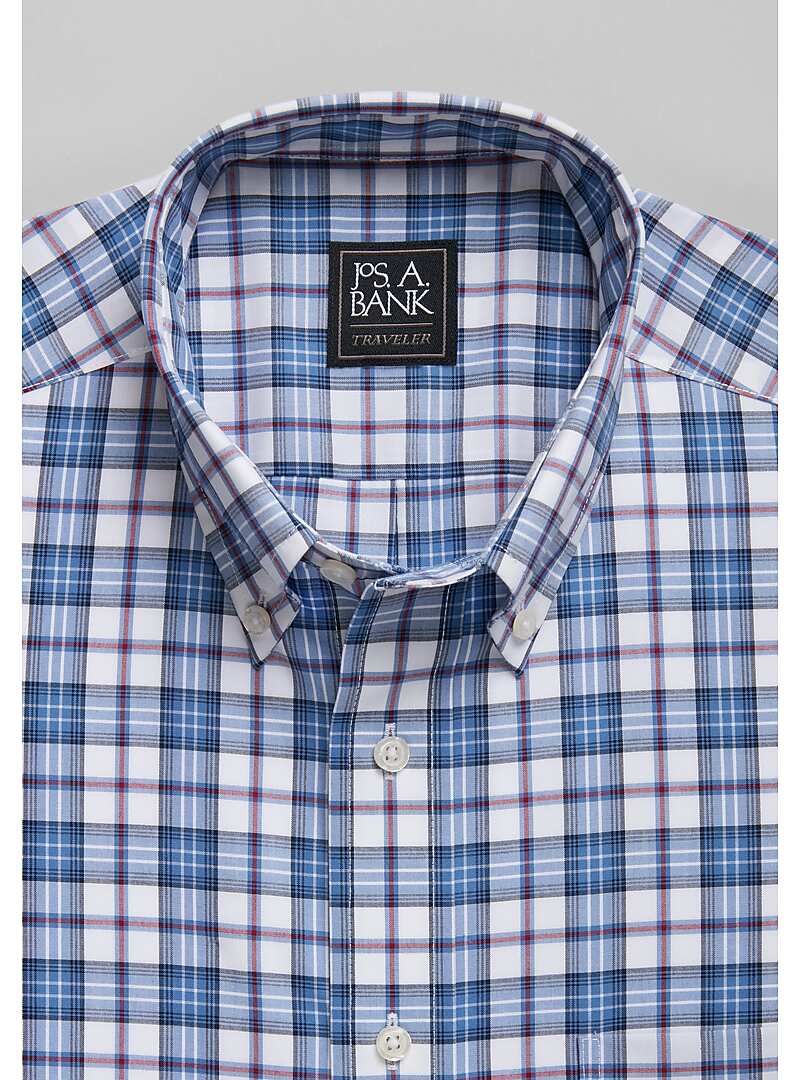 Traveler Collection Traditional Fit Button-Down Collar Plaid Sportshirt - Big & Tall#6LXC