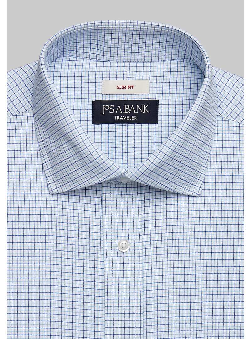 Traveler Collection Slim Fit Spread Collar Mini Grid Dress Shirt - Big & Tall#5FPM