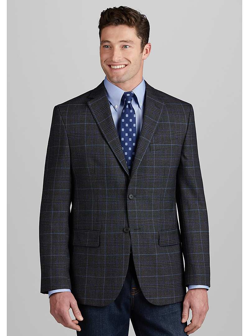 Traveler Collection Tailored Fit Plaid Sportcoat - Big & Tall#16A9