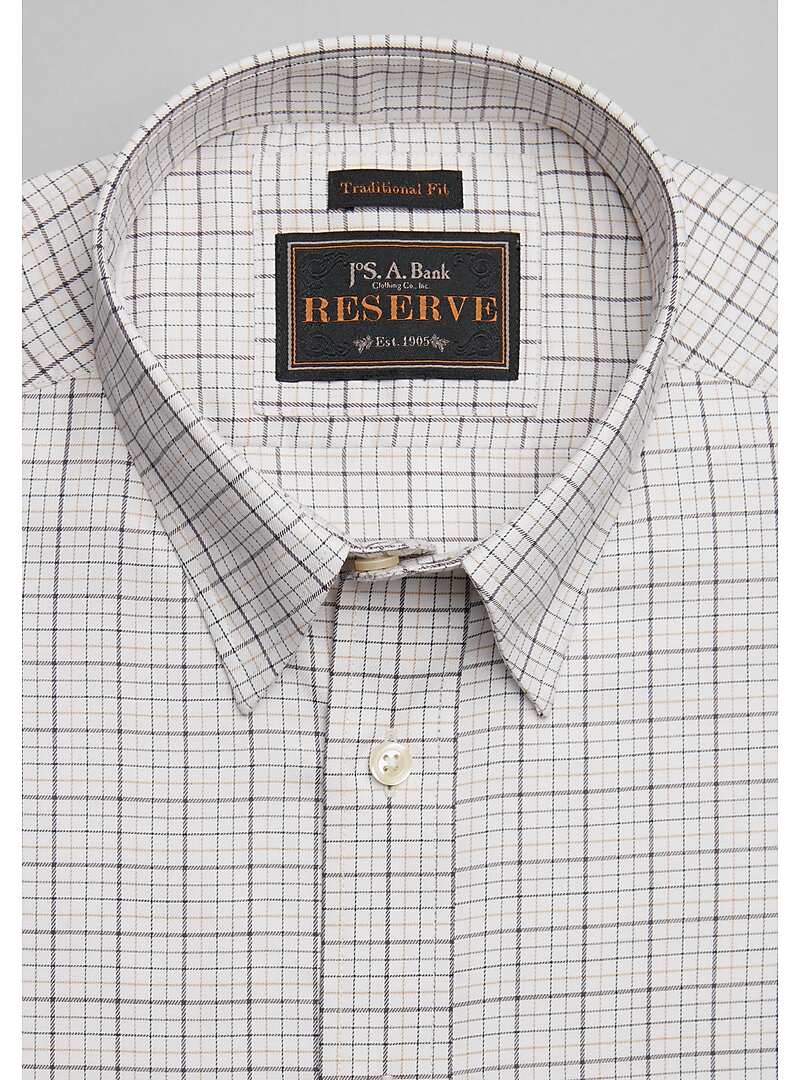 Reserve Collection Traditional Fit Hidden Button-Down Collar Tattersall Grid Sportshirt#6M6F