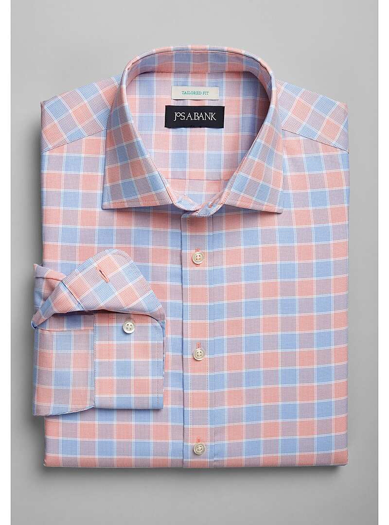 Jos. A. Bank Tailored Fit Spread Collar Super Squares Sportshirt - Big & Tall#6MNA